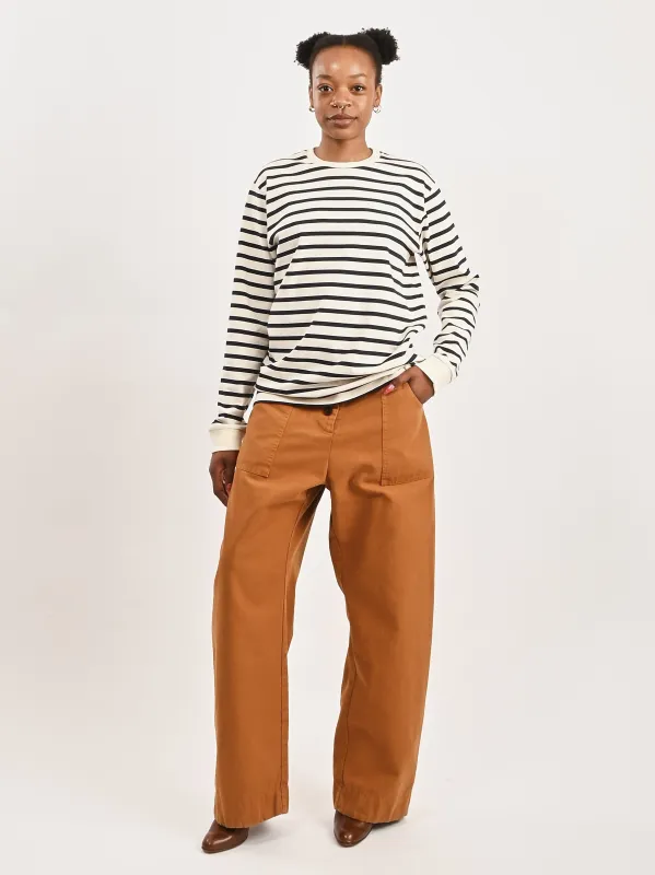 Navy/Multi Striped Perfect L/S Crewneck sold by Frances May Houseline