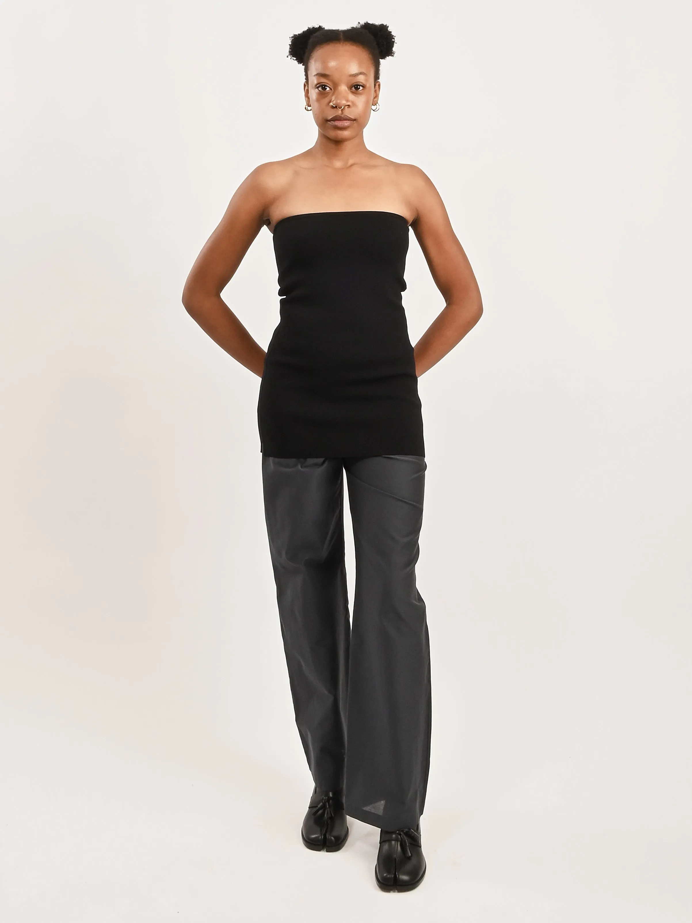 Black Compact Knit Tube Top sold by Frances May Houseline