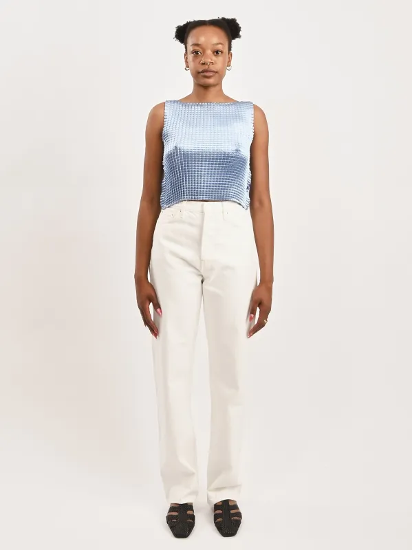 Off White Twisted Seam Full Length Denim made by Toteme