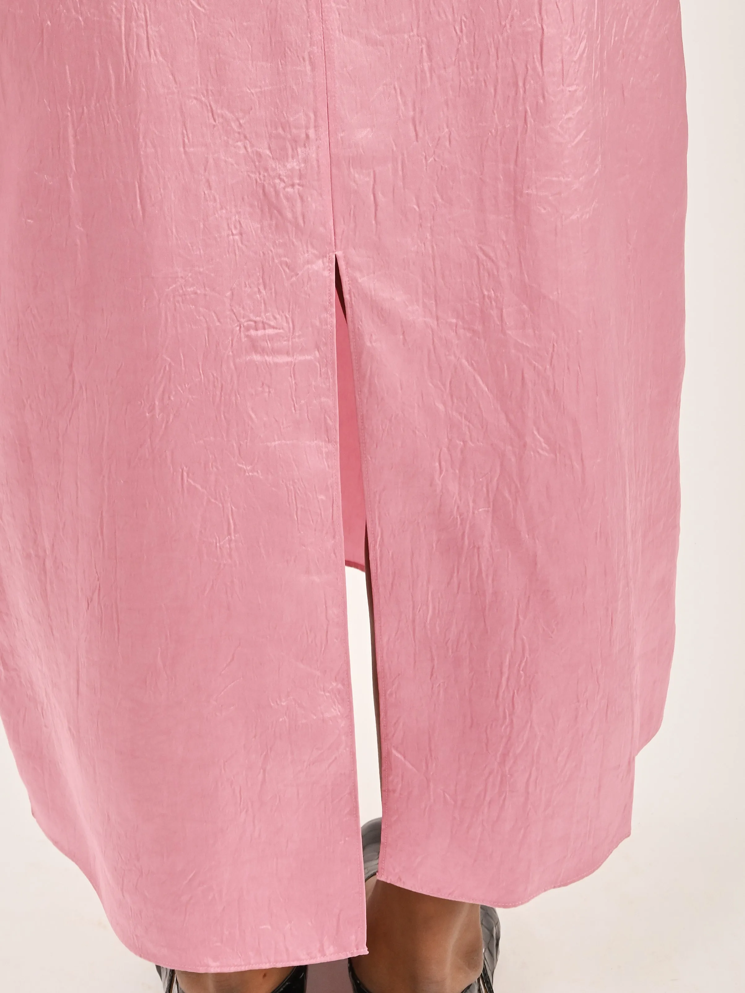 Pink Summer Acetate Crinkle Slip Dress sold by Frances May Houseline product image thumbnail 5