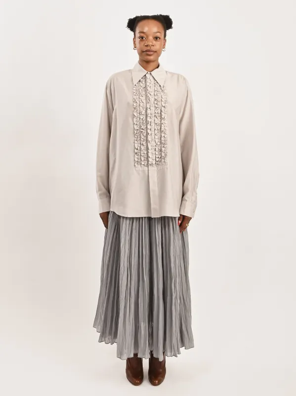Stone Silk Voile Easy Tuxedo Shirt sold by Frances May Houseline