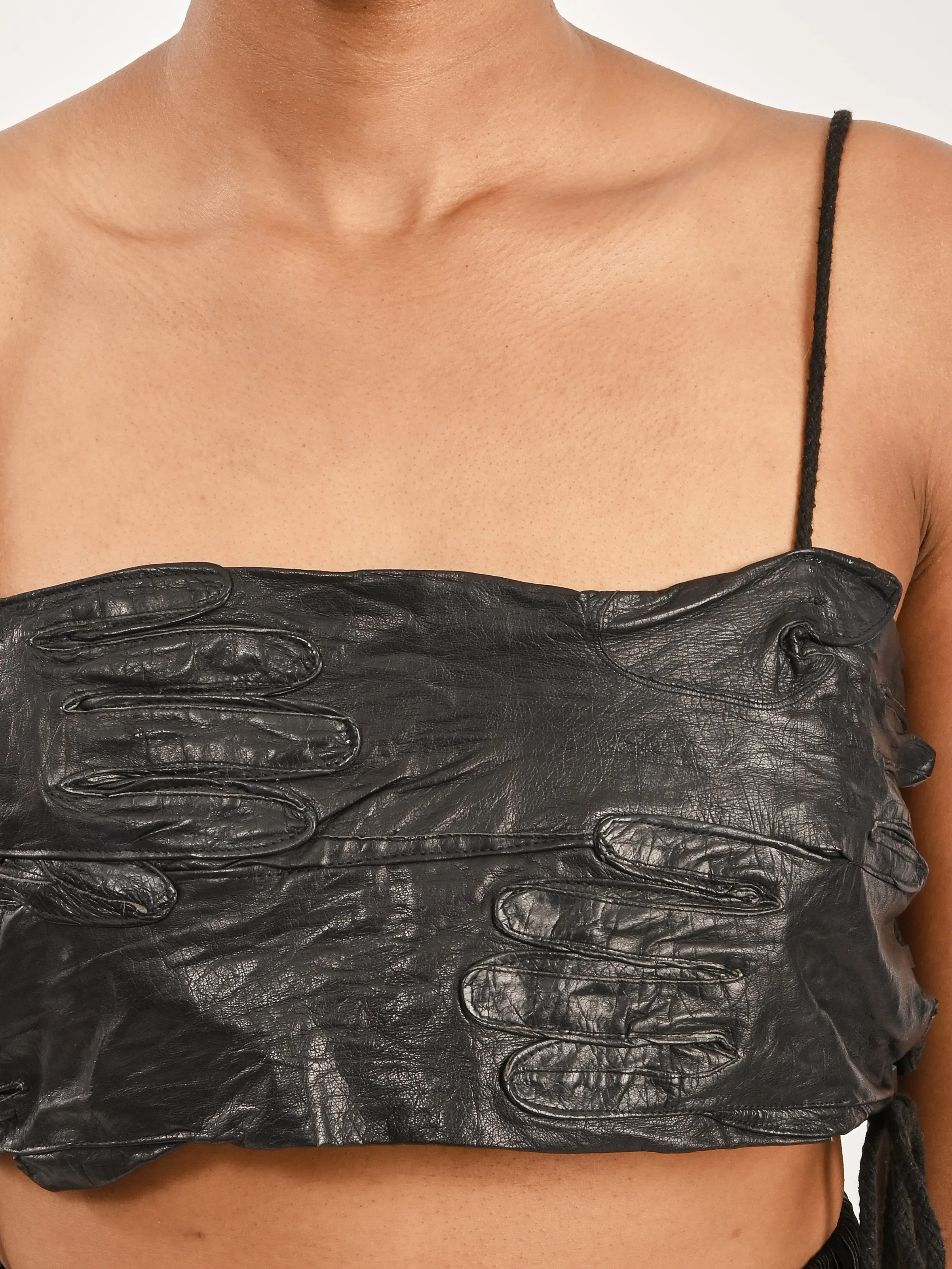 Black Leather Glove Top sold by Frances May Houseline product image thumbnail 4