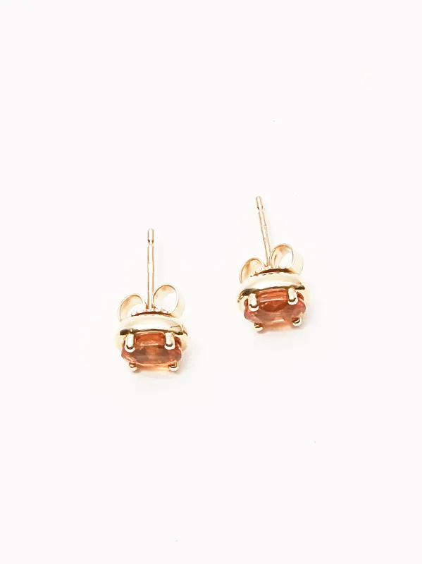 Orange Sapphire Ellipse Studs sold by Frances May Houseline