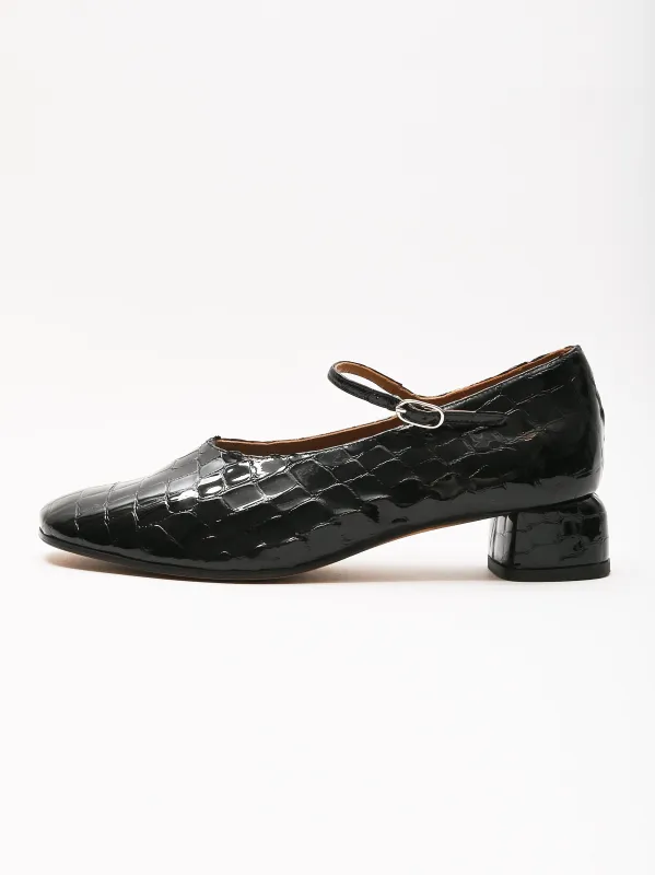 Black Patent Croc Ema made by LOQ