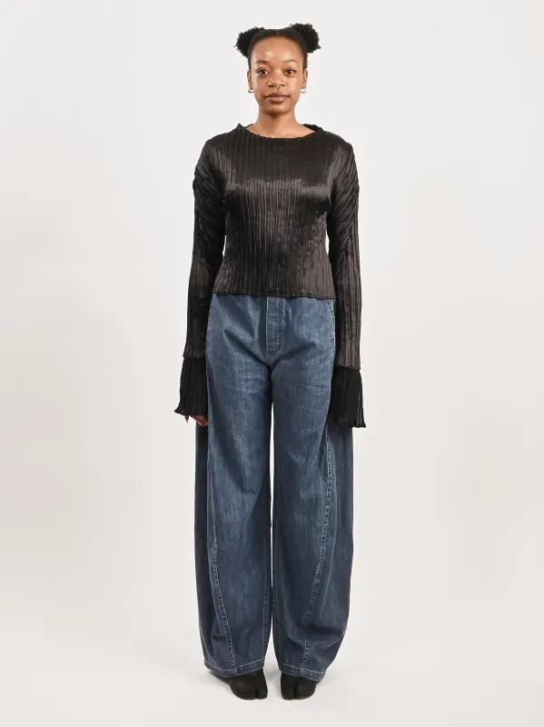 Black Simple Pleated Top sold by Frances May Houseline