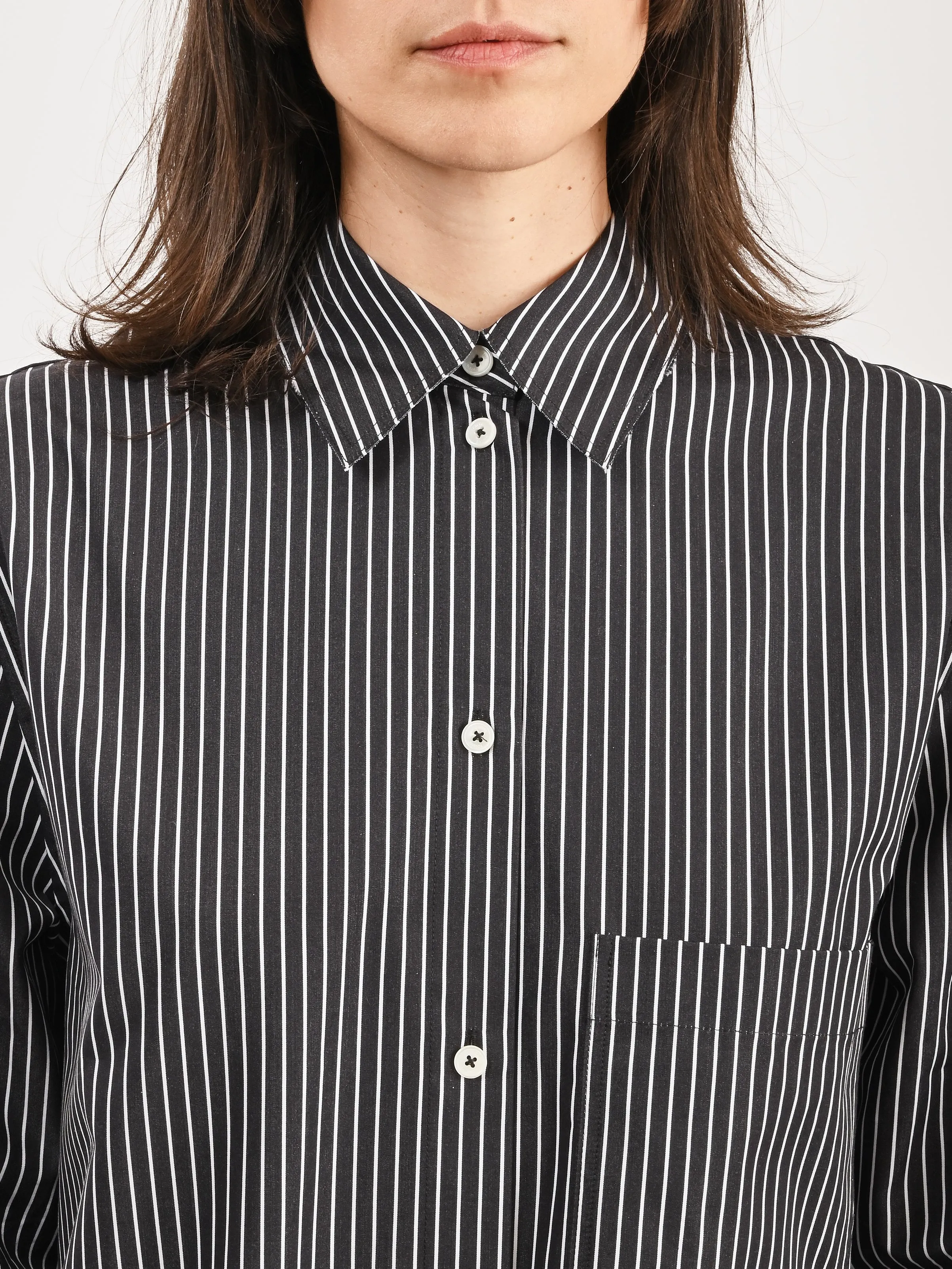 Black/White Striped Kimono-Sleeve Shirtdress sold by Frances May Houseline product image thumbnail 3