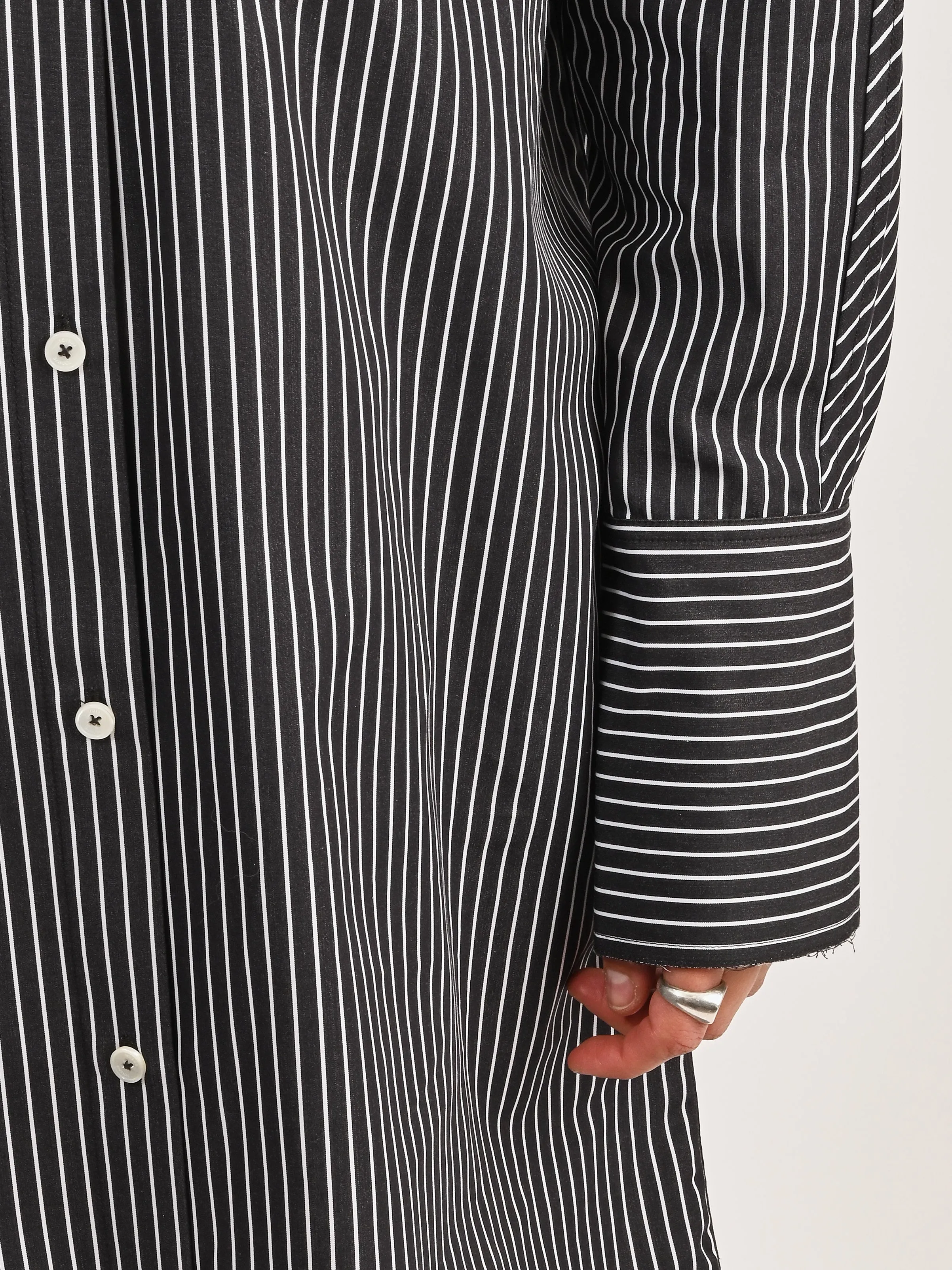 Black/White Striped Kimono-Sleeve Shirtdress sold by Frances May Houseline product image thumbnail 4