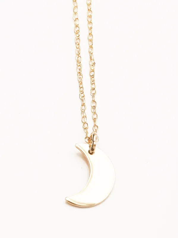 14K Moon Pendant Necklace made by Frances May Houseline
