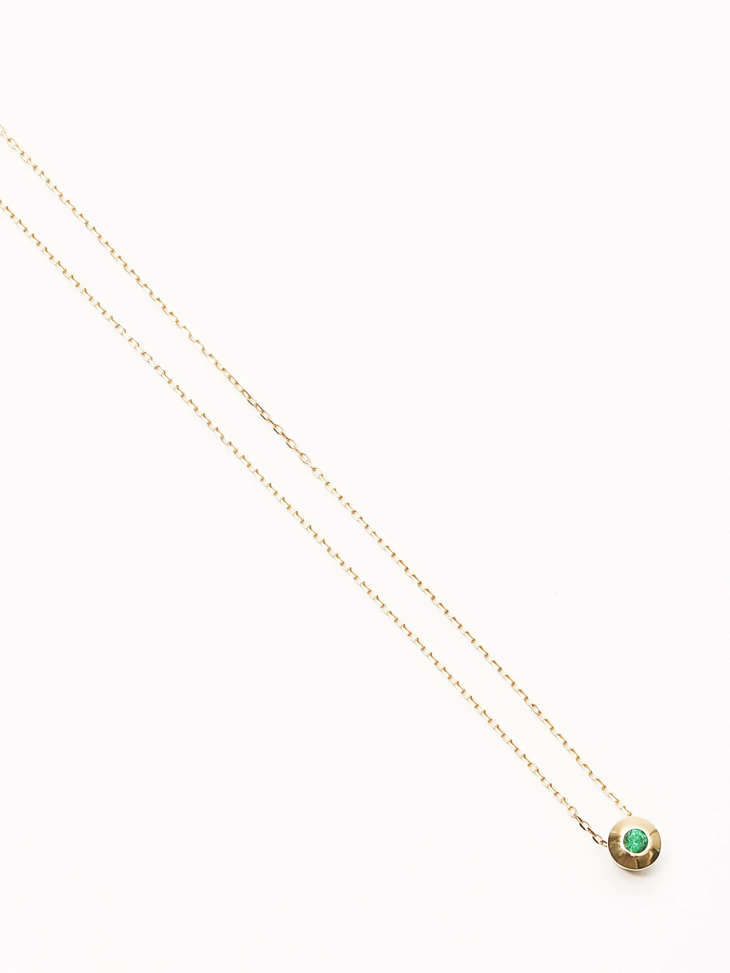 14K Natural Emerald Slide Necklace sold by Frances May Houseline product image thumbnail 2
