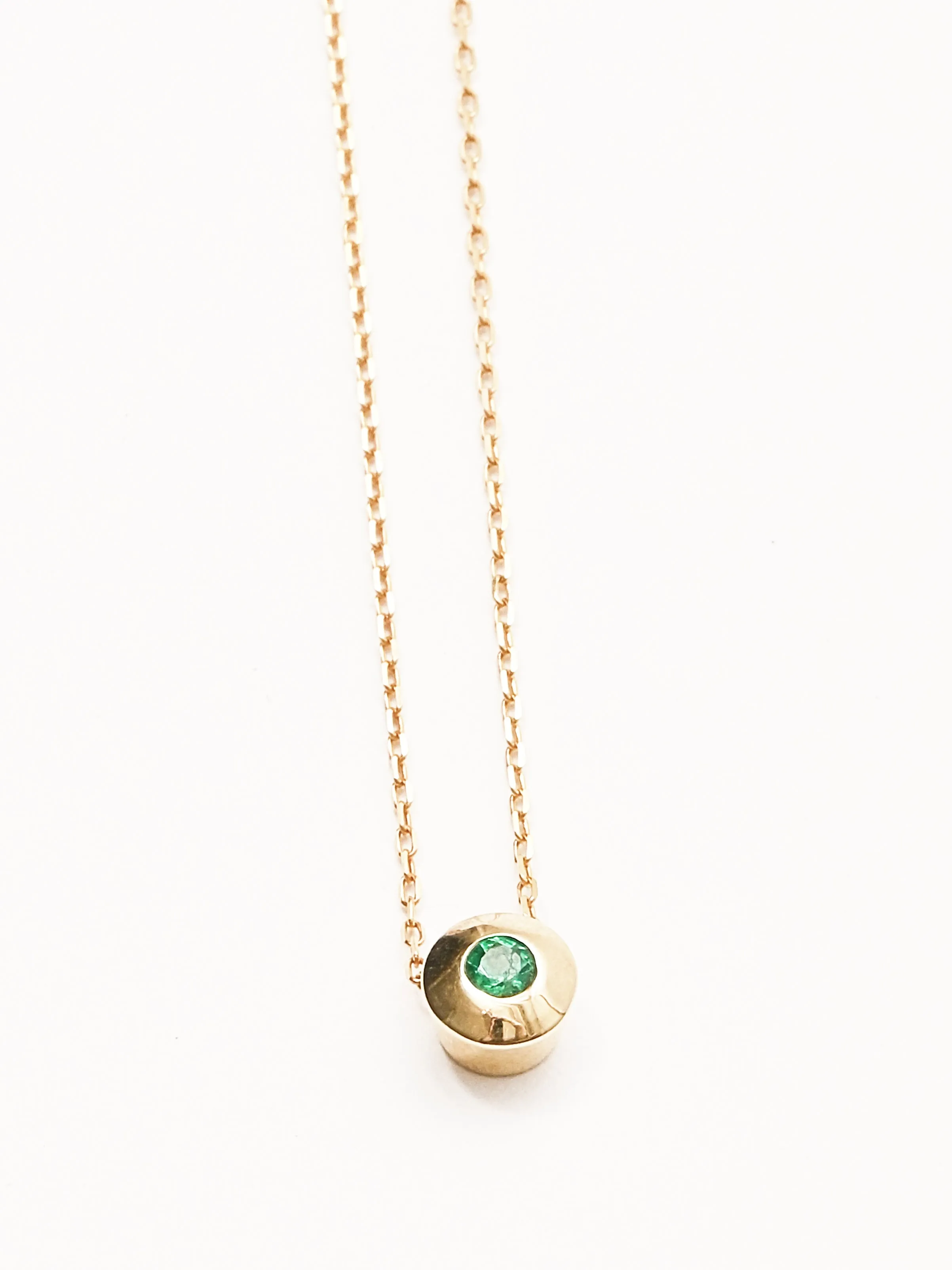 14K Natural Emerald Slide Necklace sold by Frances May Houseline