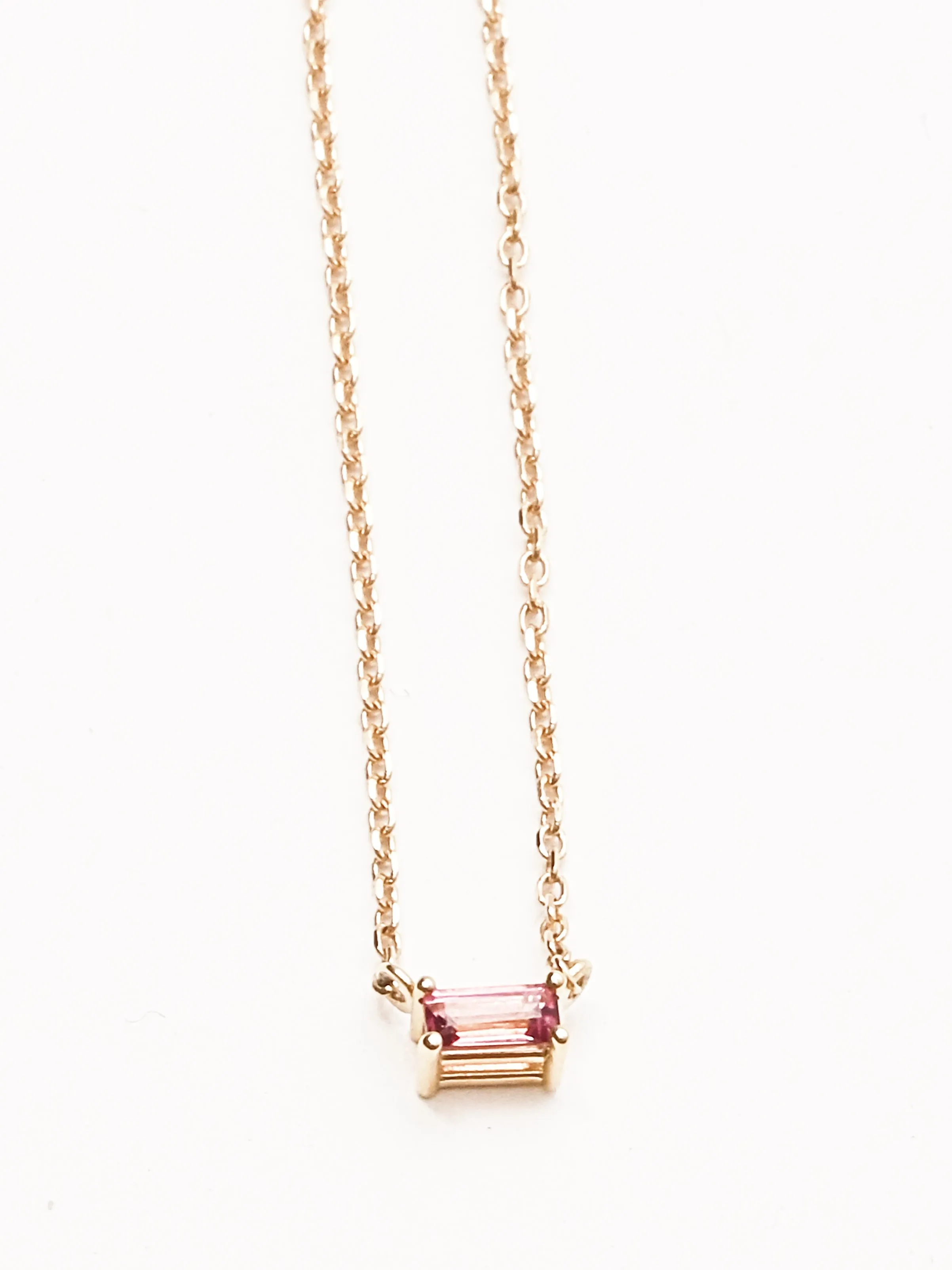 14K Natural Pink Tourmaline Solitaire Necklace sold by Frances May Houseline