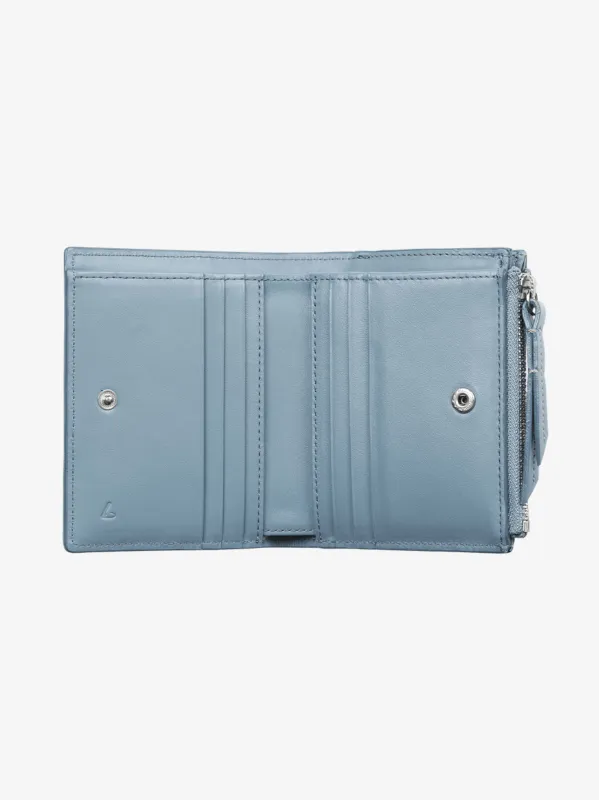 Dusty Blue T Logo Folding Wallet made by Frances May Houseline