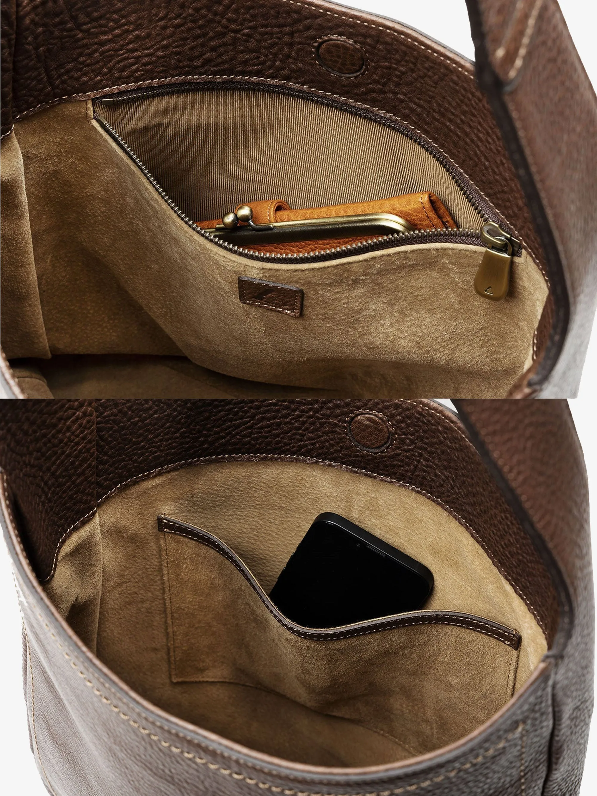 Dark Brown Tone Nume One Shoulder Tote sold by Frances May Houseline product image thumbnail 3