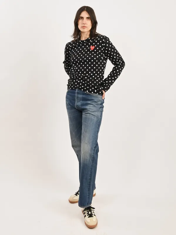 Black/Red Heart Polka Dot L/S Tee sold by Frances May Houseline