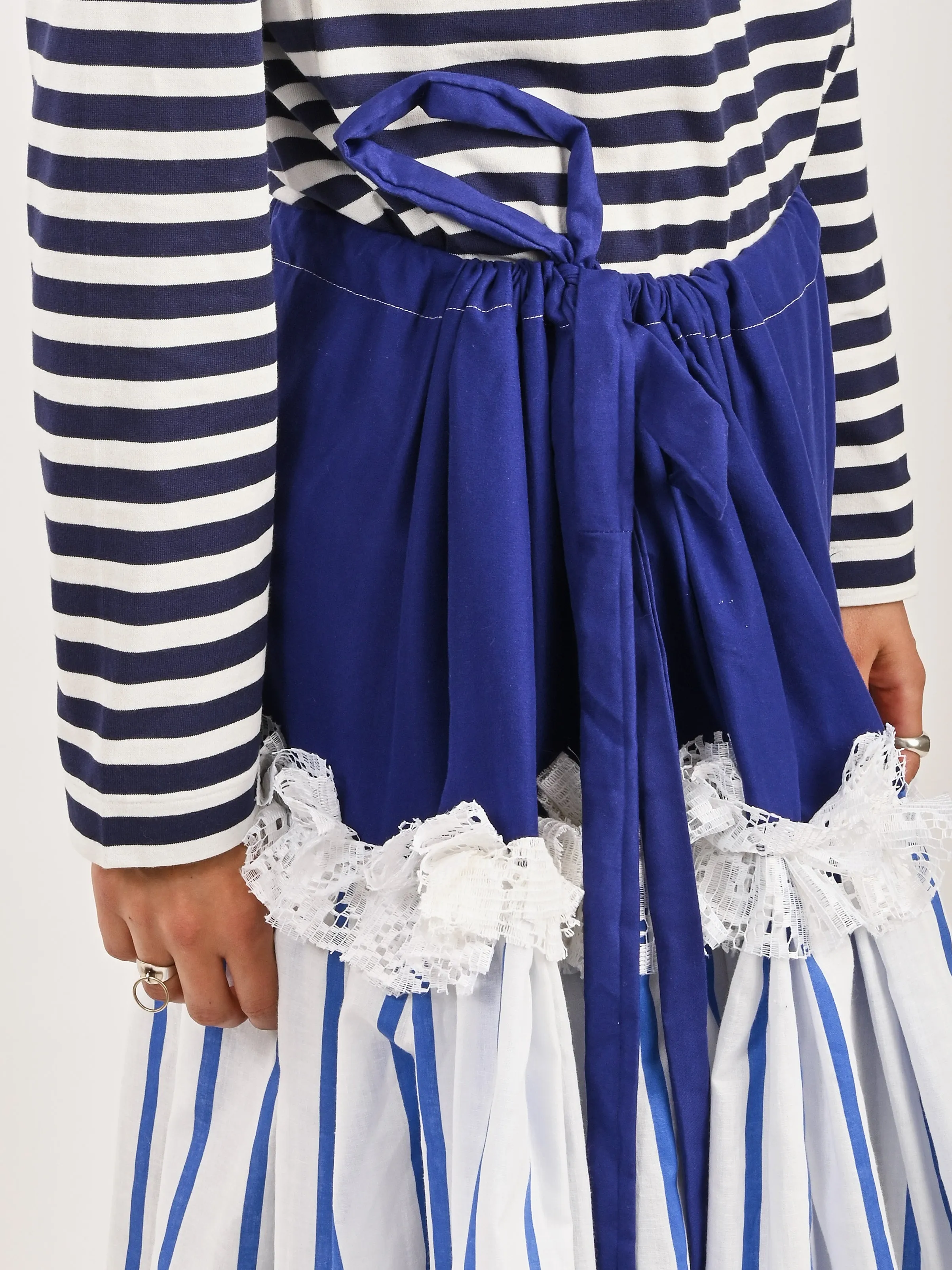 Blue/Grey Striped Midi Skirt sold by Frances May Houseline product image thumbnail 3
