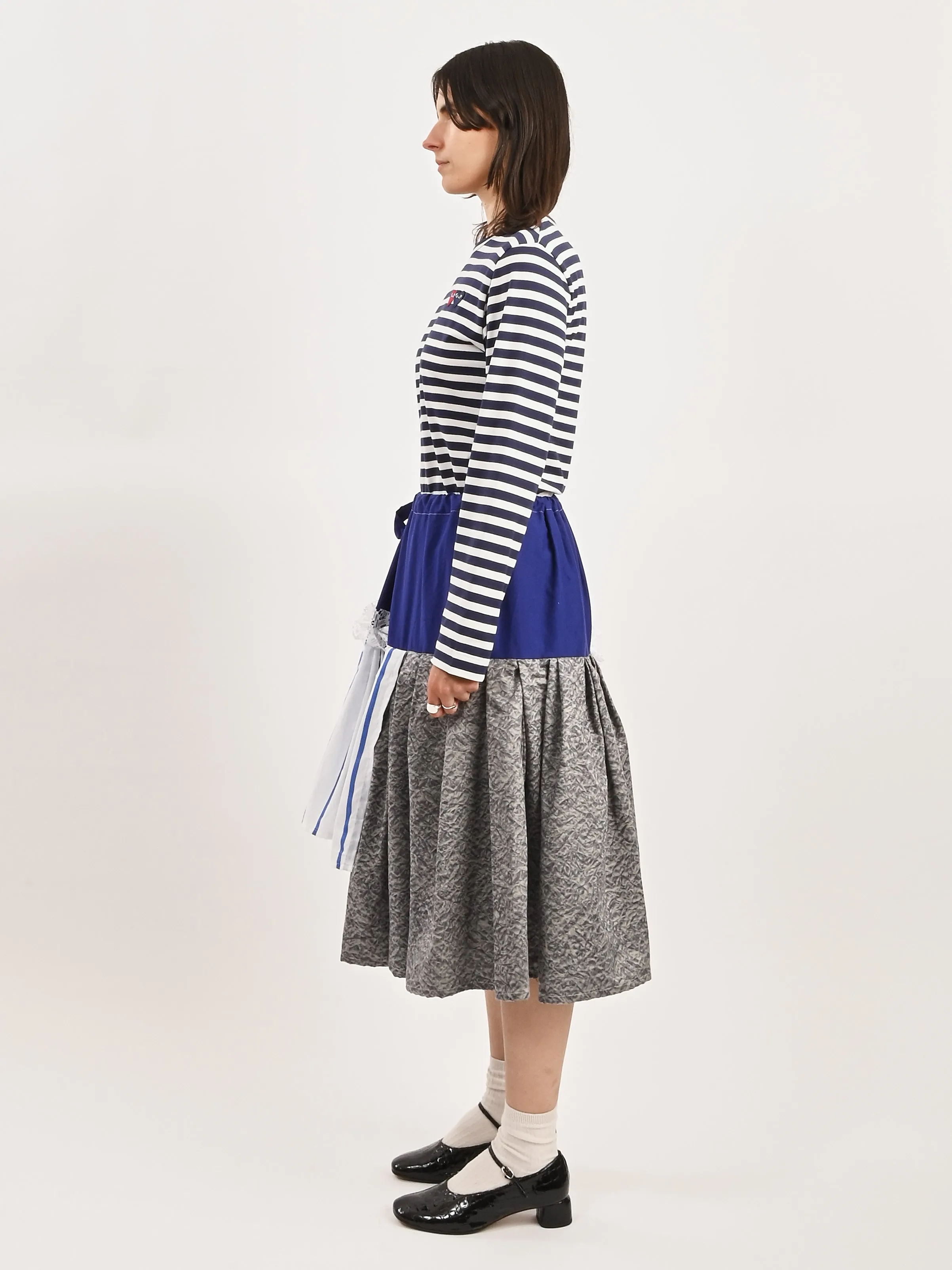 Navy/White Striped Double Heart L/S Tee sold by Frances May Houseline product image thumbnail 4