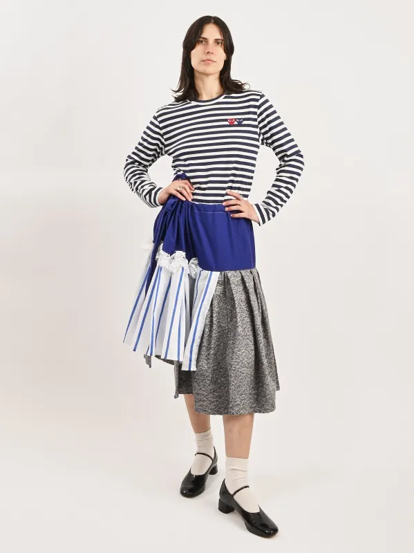 Navy/White Striped Double Heart L/S Tee sold by Frances May Houseline