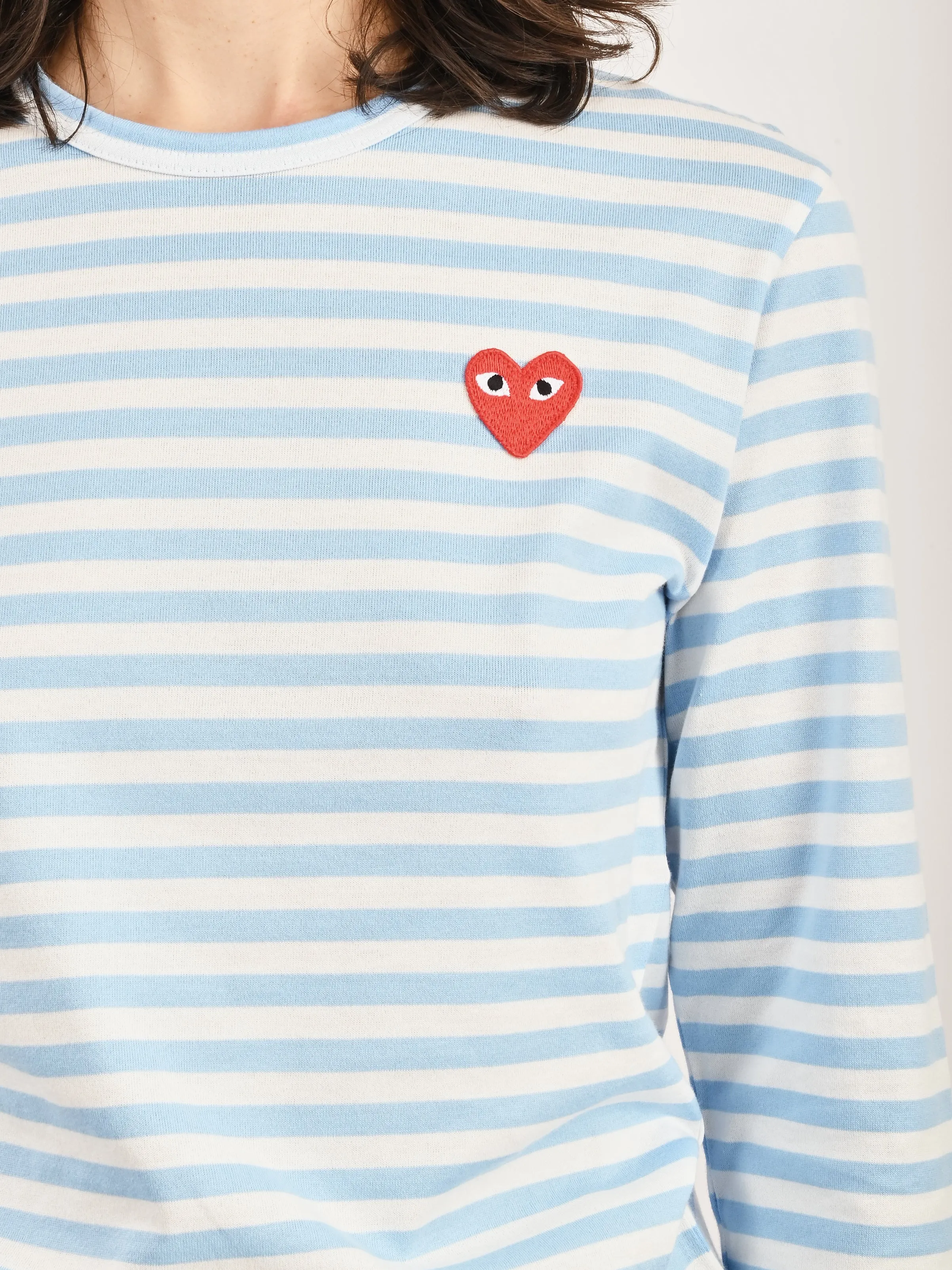 Light Blue/Red Heart Striped L/S Tee sold by Frances May Houseline product image thumbnail 3