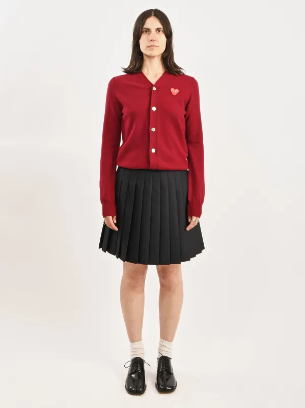 Burgundy/Red Heart Cardigan made by Comme des Garcons PLAY