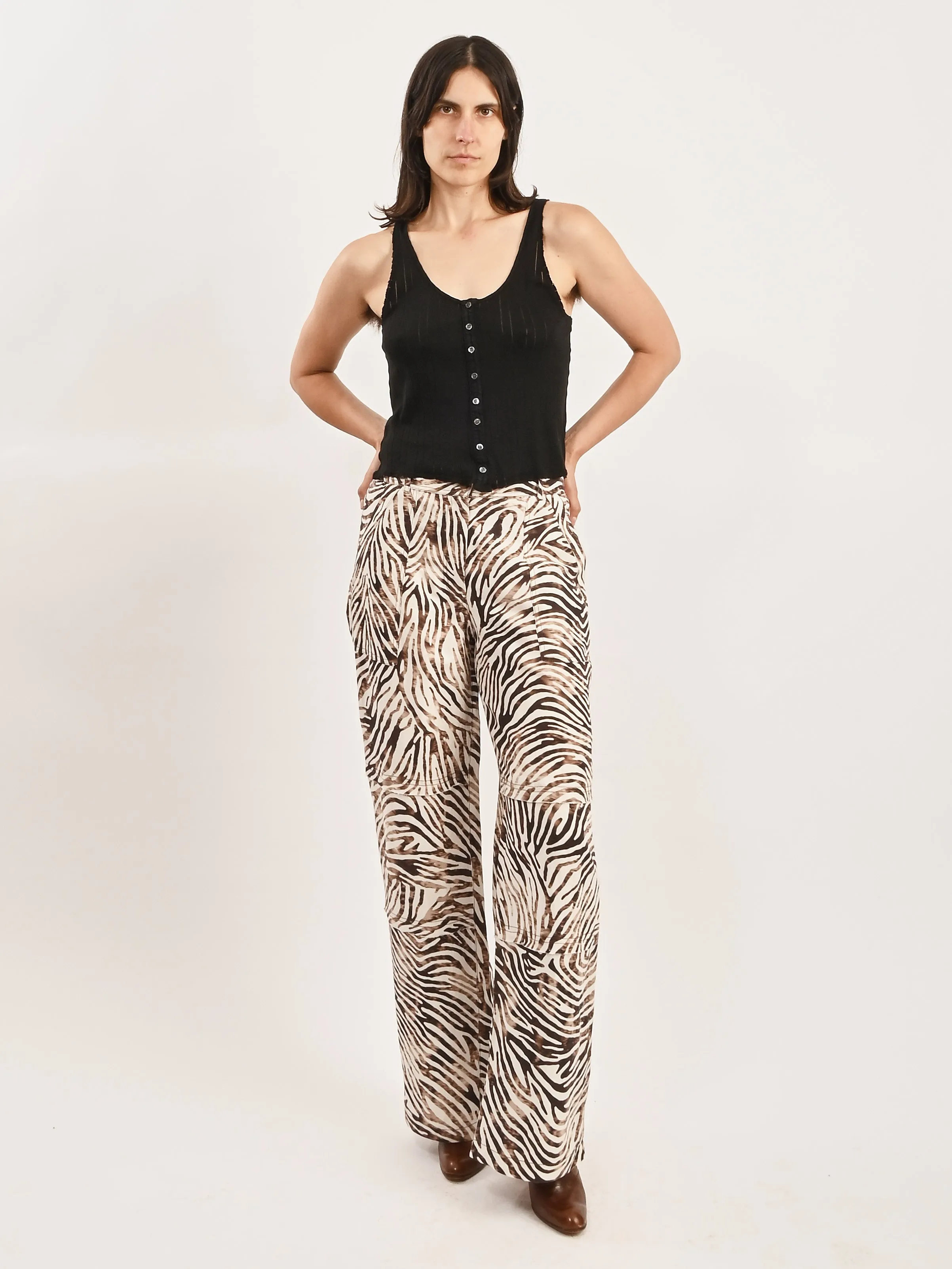 Brown Zebra Pico Pant sold by Frances May Houseline