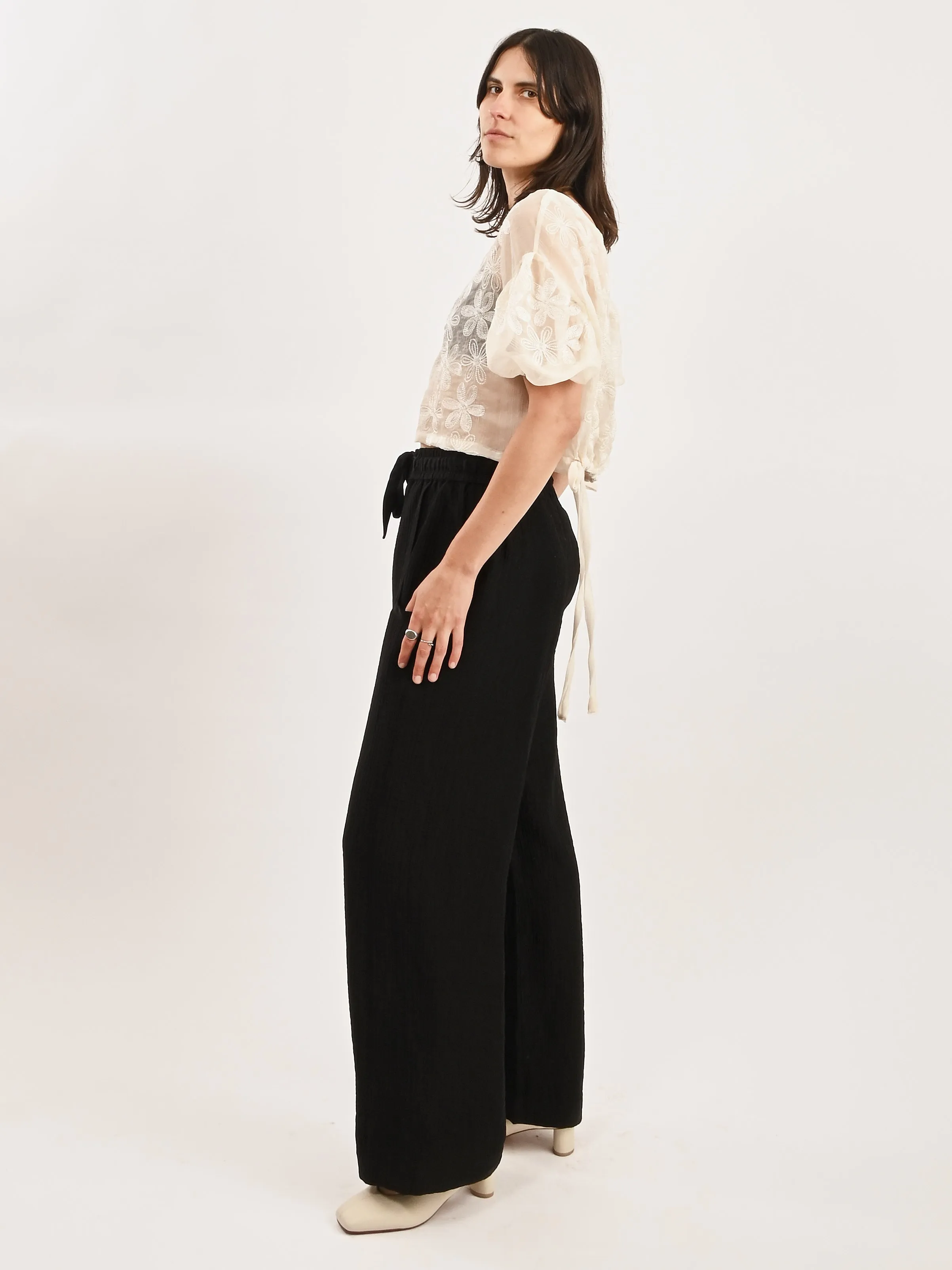 Cream/Sheer Puff Top sold by Frances May Houseline