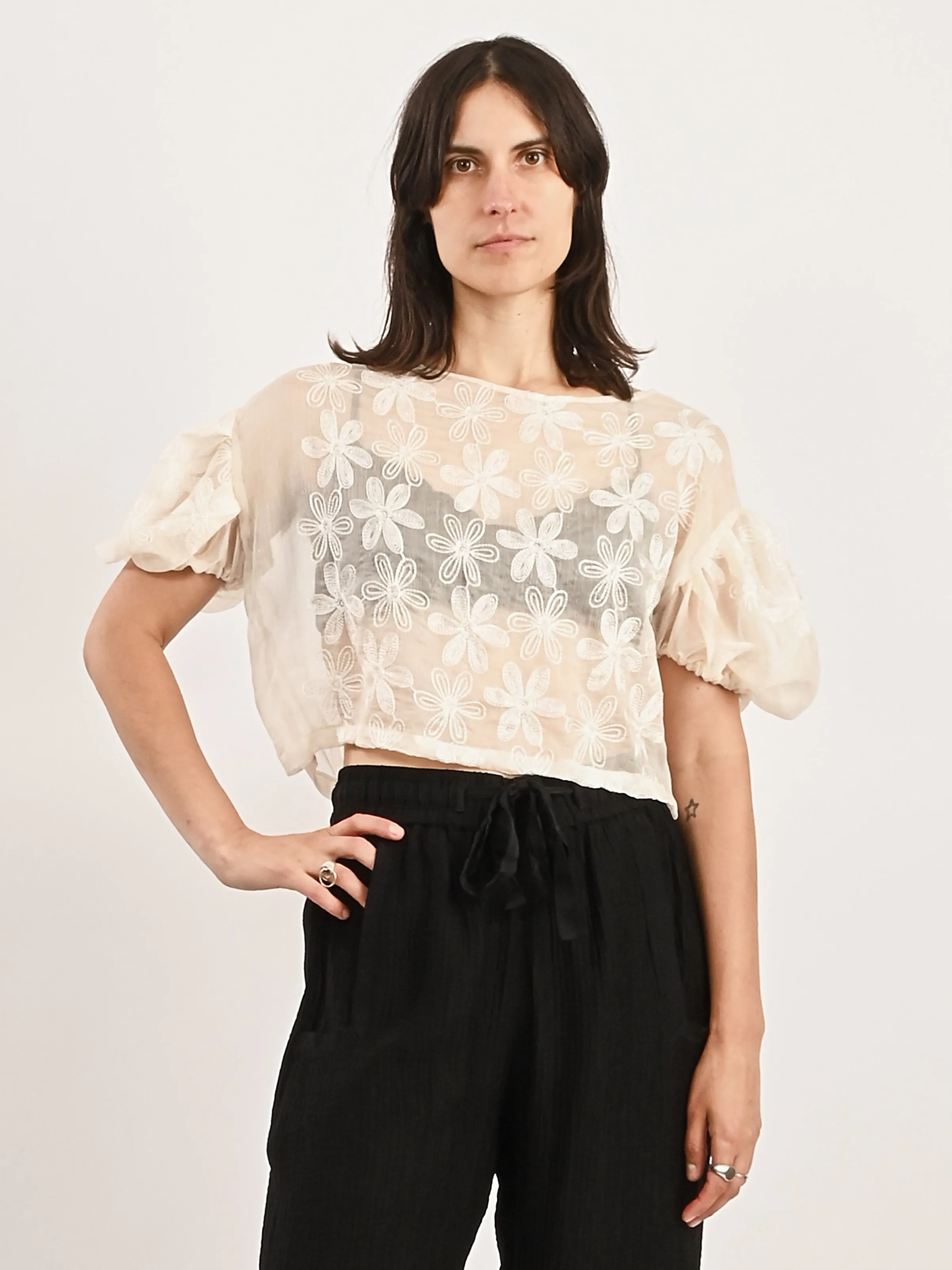 Cream/Sheer Puff Top sold by Frances May Houseline product image thumbnail 2