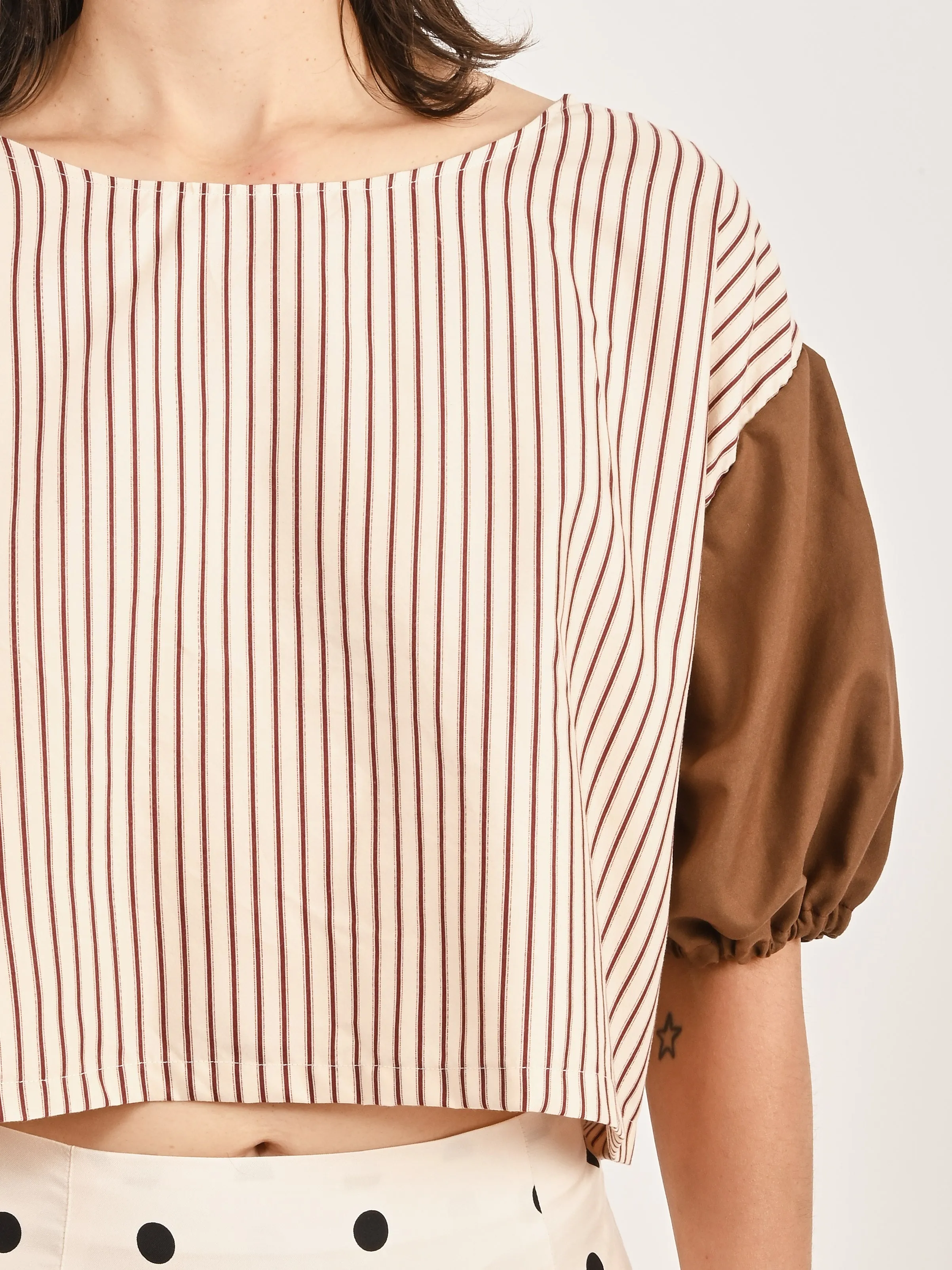 Brown/Striped Puff Top sold by Frances May Houseline product image thumbnail 3