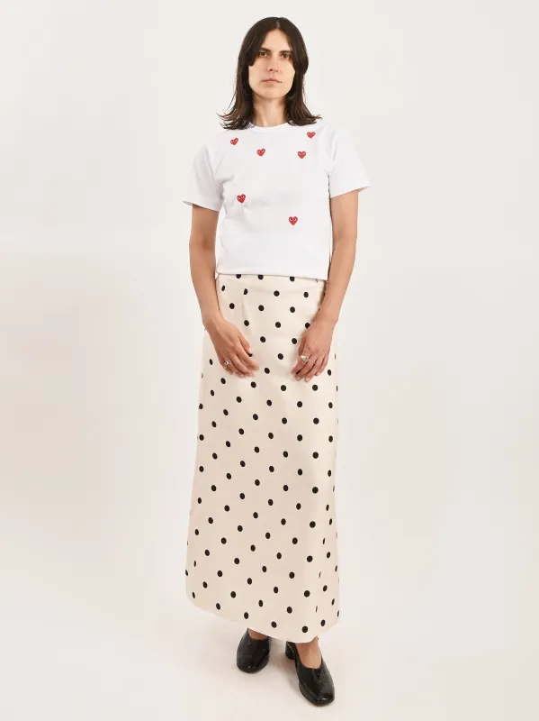 White/Red Printed Hearts T-Shirt sold by Frances May Houseline