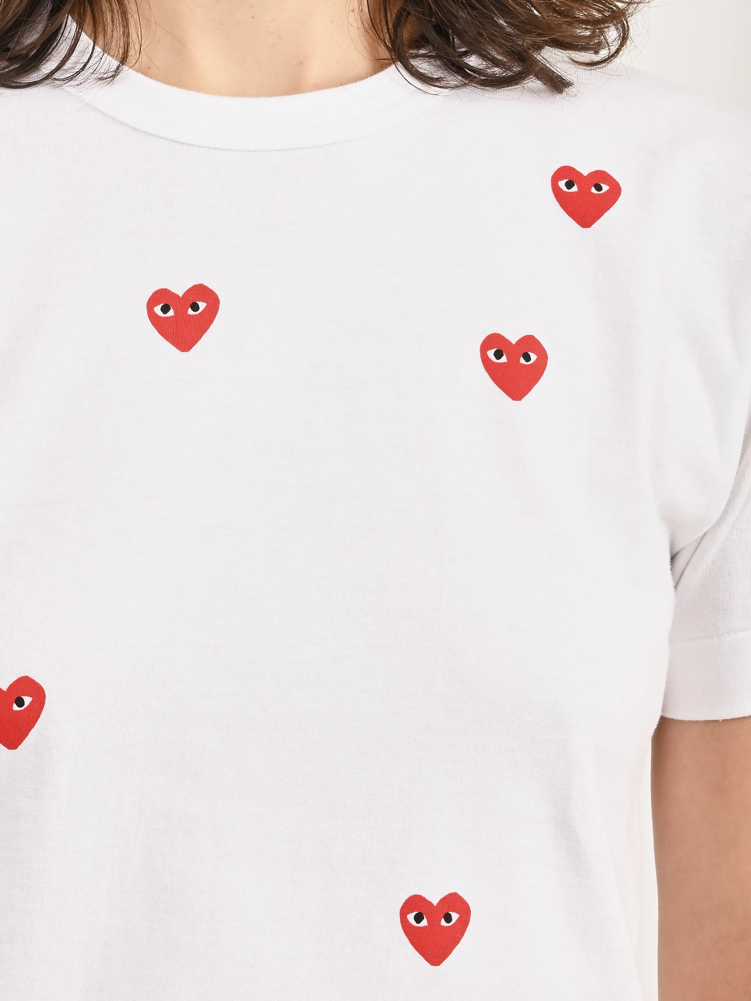 White/Red Printed Hearts T-Shirt sold by Frances May Houseline product image thumbnail 3