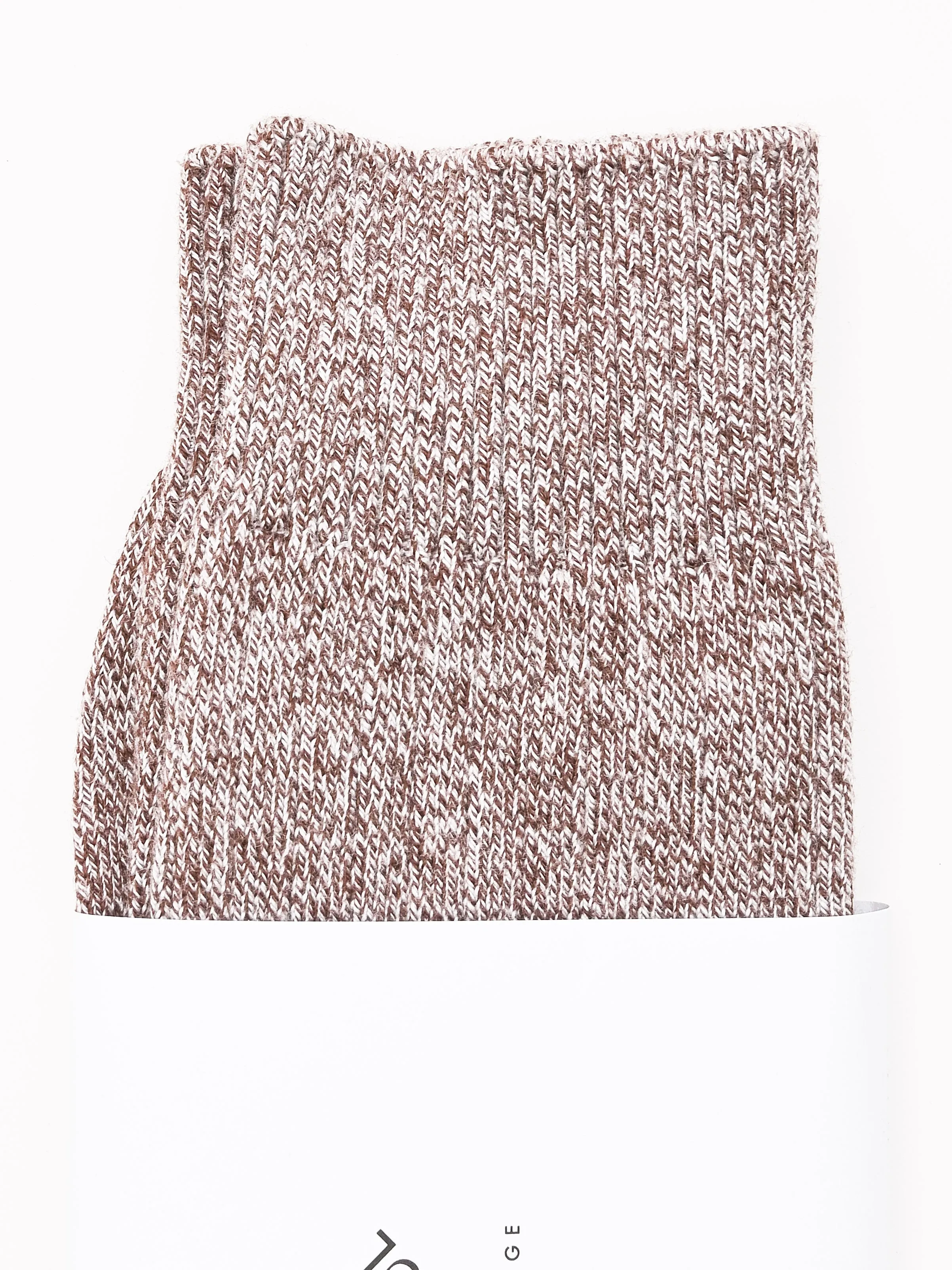 Grey Brown Melange Rib Overankle Socks sold by Frances May Houseline