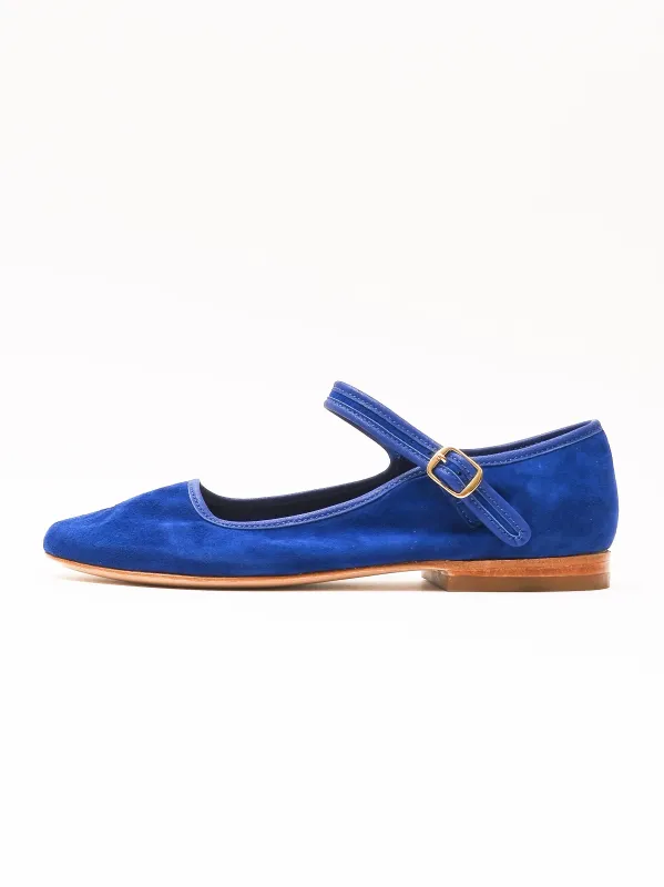 Cobalt Blue Suede Ellie Mary Jane sold by Frances May Houseline