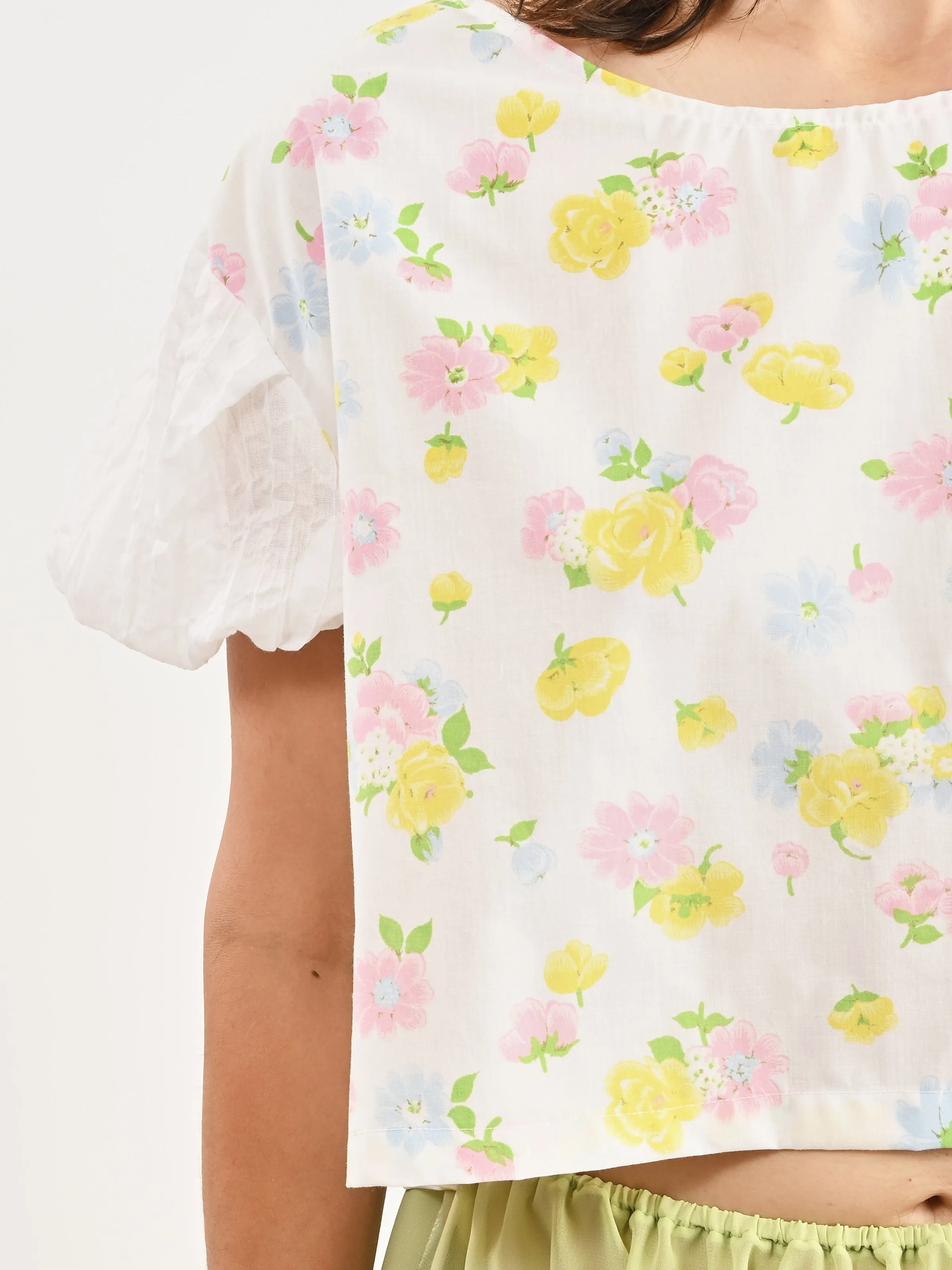 Pastel Floral/White Puff Top sold by Frances May Houseline product image thumbnail 4