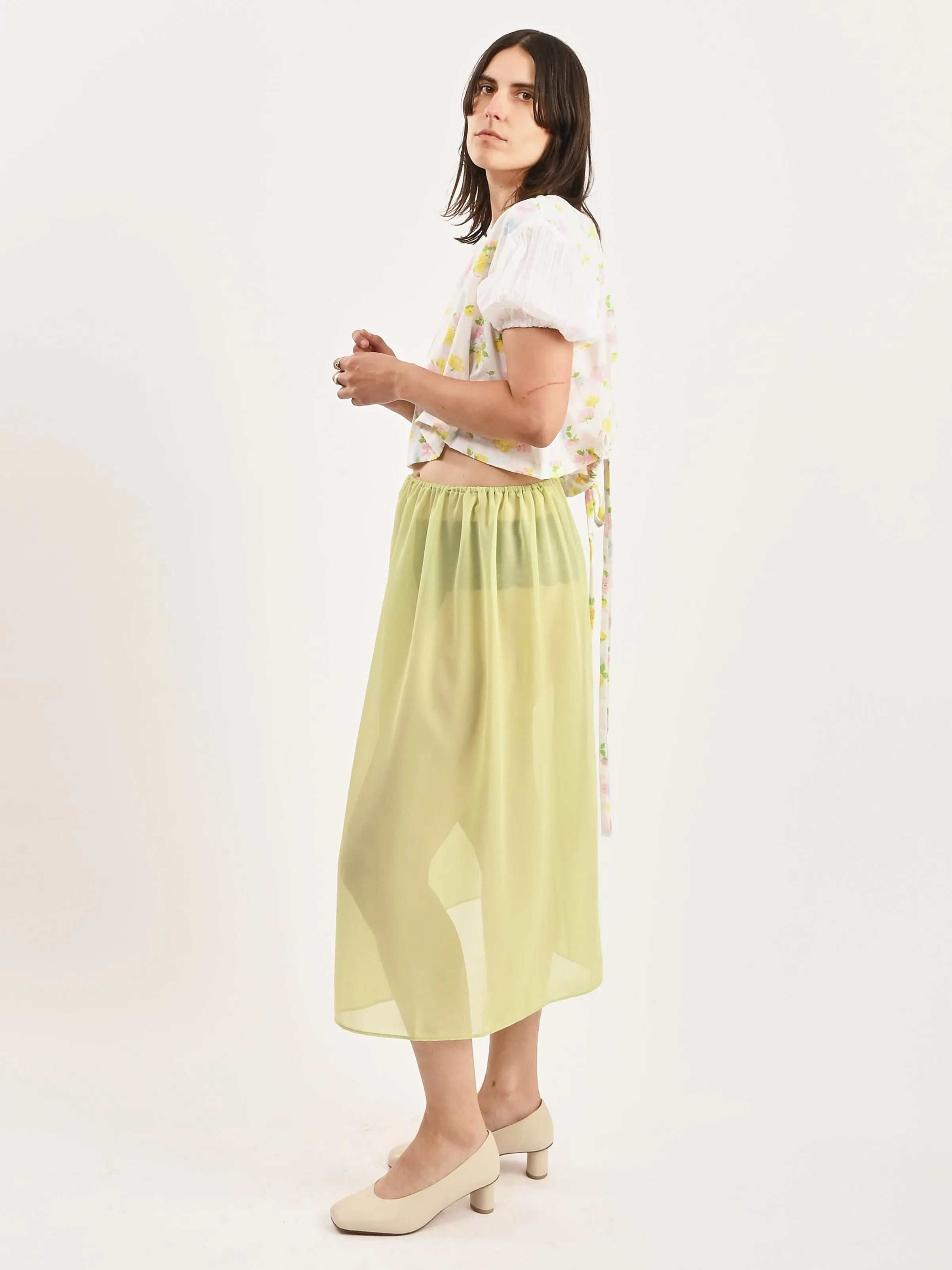 Pastel Floral/White Puff Top sold by Frances May Houseline