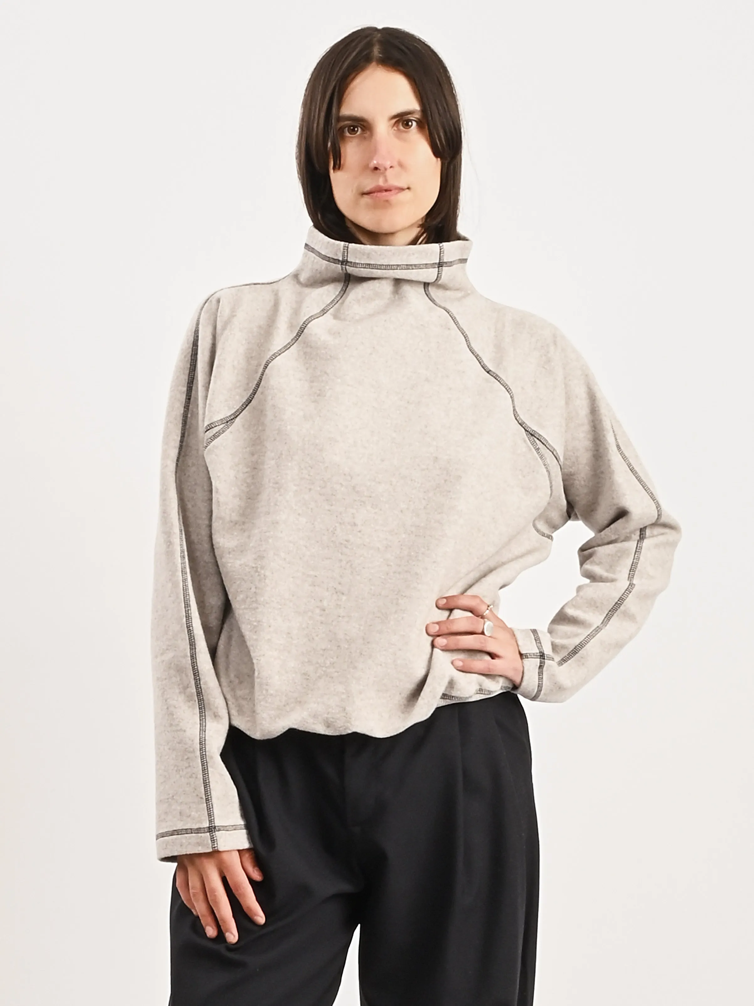 Grey Melange Fold Turtleneck sold by Frances May Houseline product image thumbnail 2