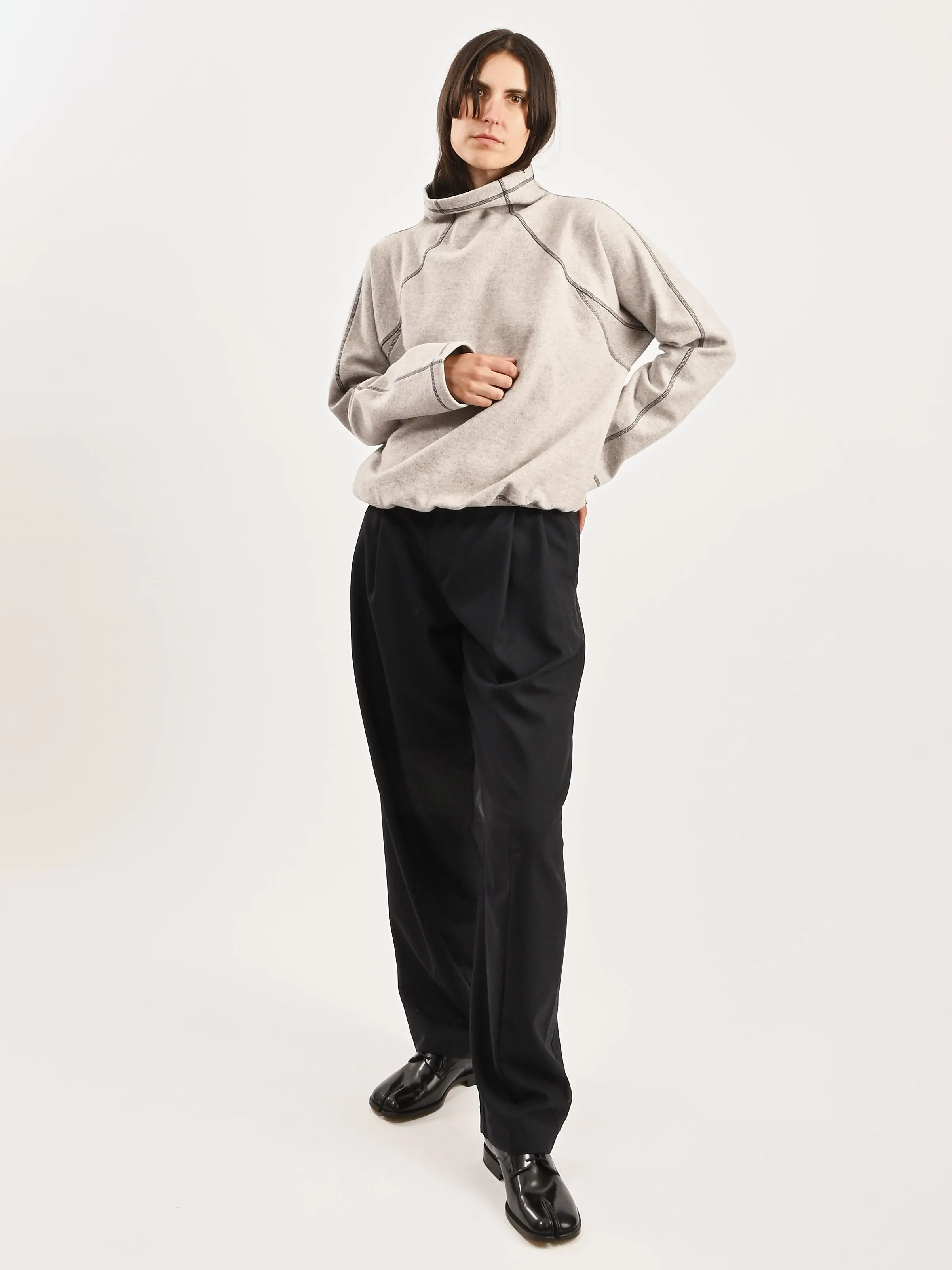 Grey Melange Fold Turtleneck sold by Frances May Houseline