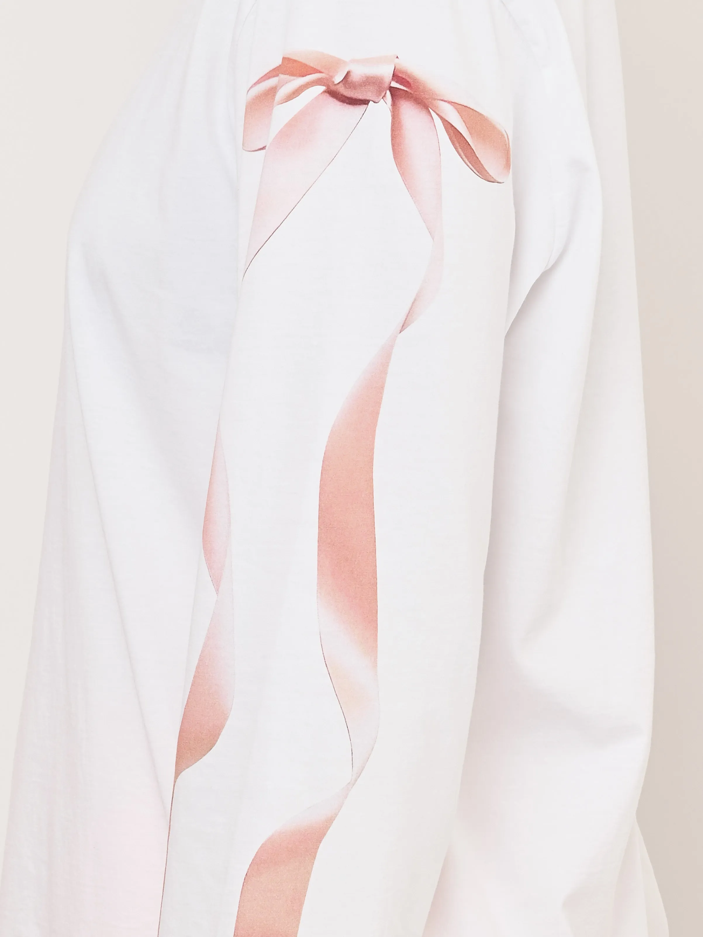 White/Pink Ribbon Bow Tail Print L/S T-Shirt sold by Frances May Houseline product image thumbnail 4