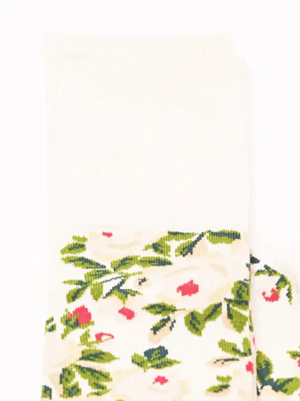 Ivory Rose Jacquard Calf Length Socks made by Simone Rocha