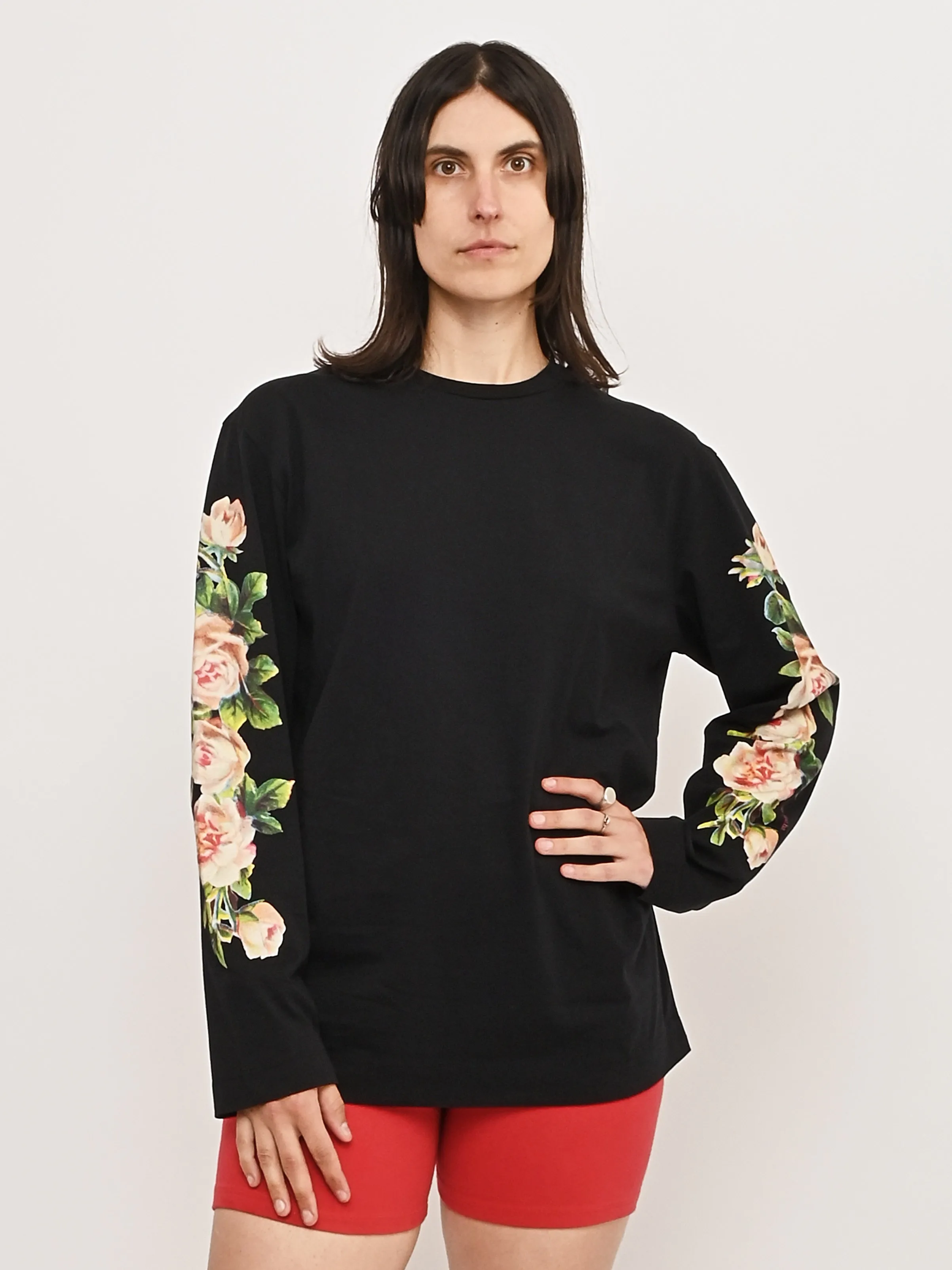 Black Rose Banquet Print L/S T-Shirt sold by Frances May Houseline product image thumbnail 2
