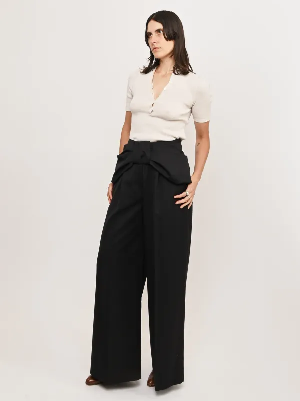 Black Bow Waist Wide Leg Trousers sold by Frances May Houseline