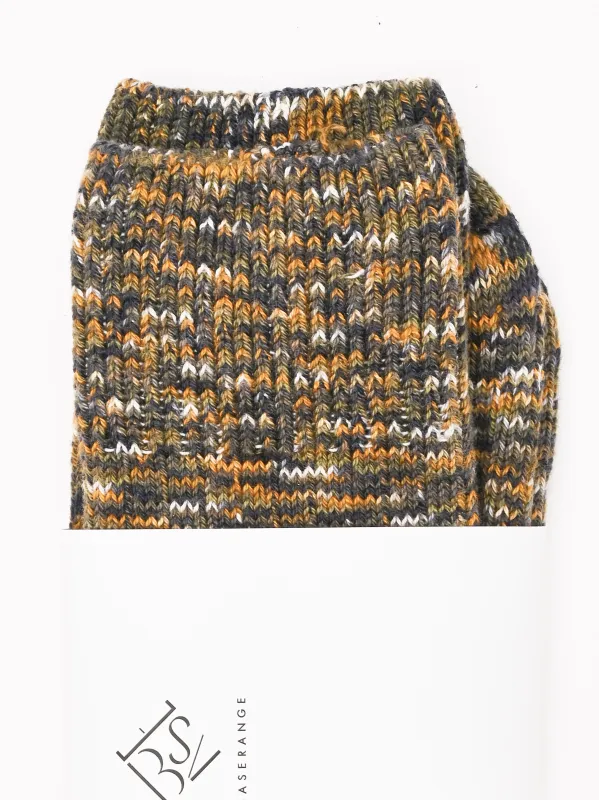 Olive Green Melange Twist Overankle Socks made by Baserange