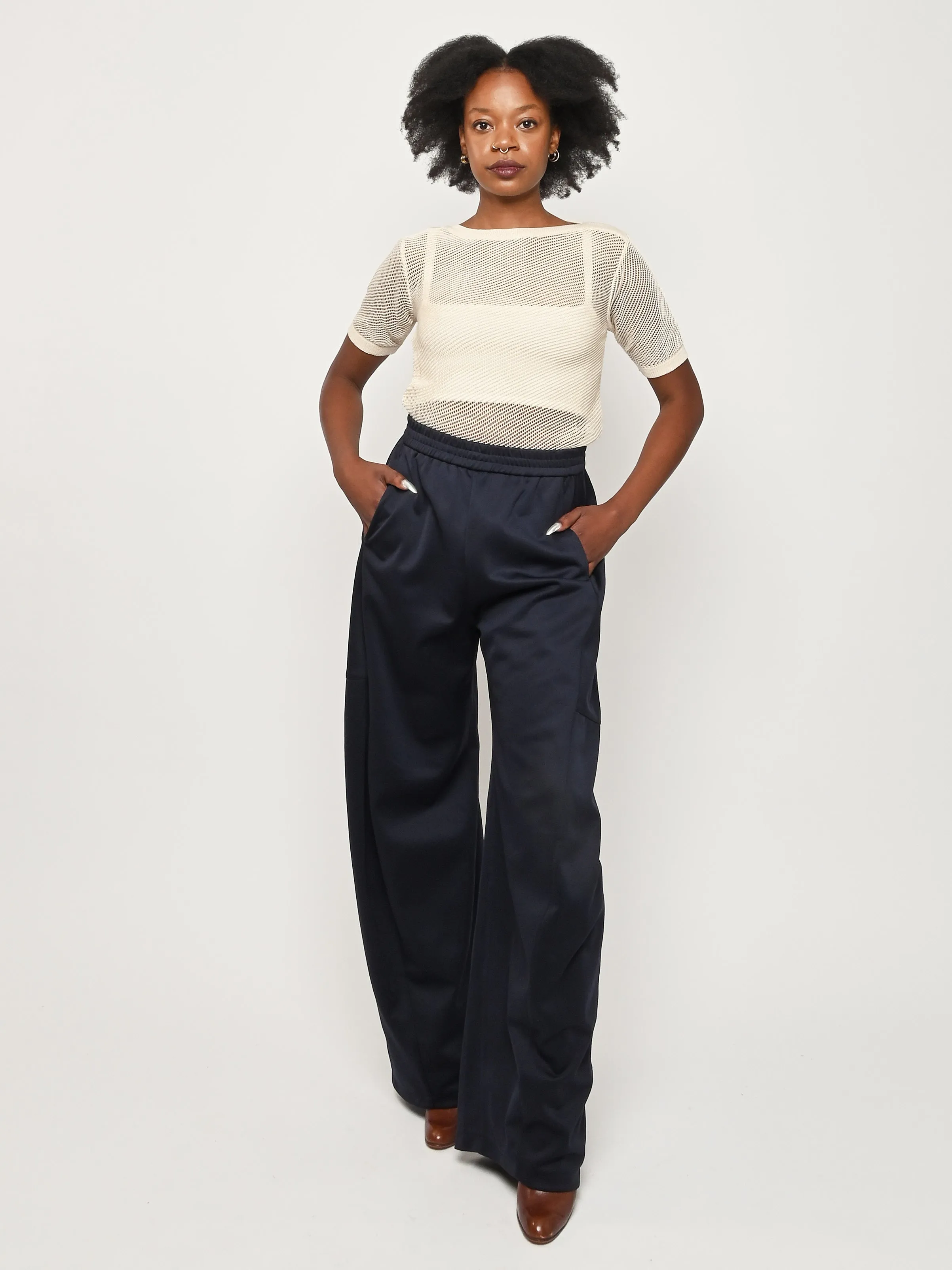 Navy Active Knit Winslow Pant sold by Frances May Houseline