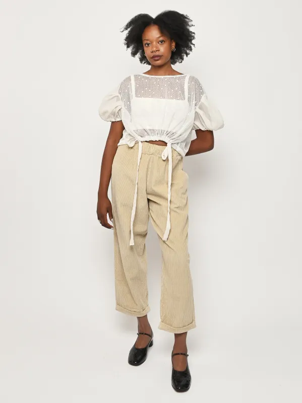 White Lace/Cream Puff Top sold by Frances May Houseline