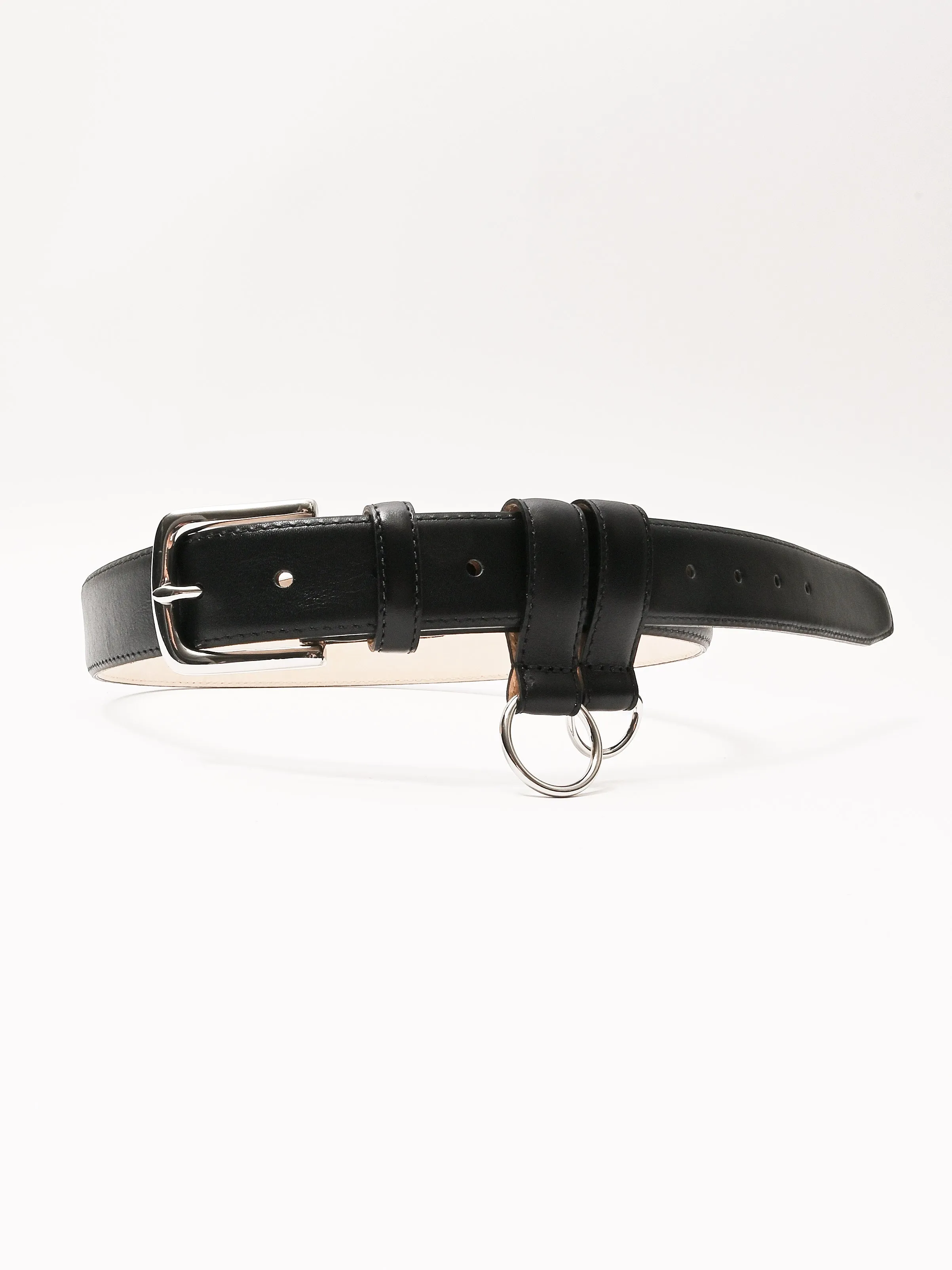 Black Classic Ring Hardware Leather Belt sold by Frances May Houseline product image thumbnail 5