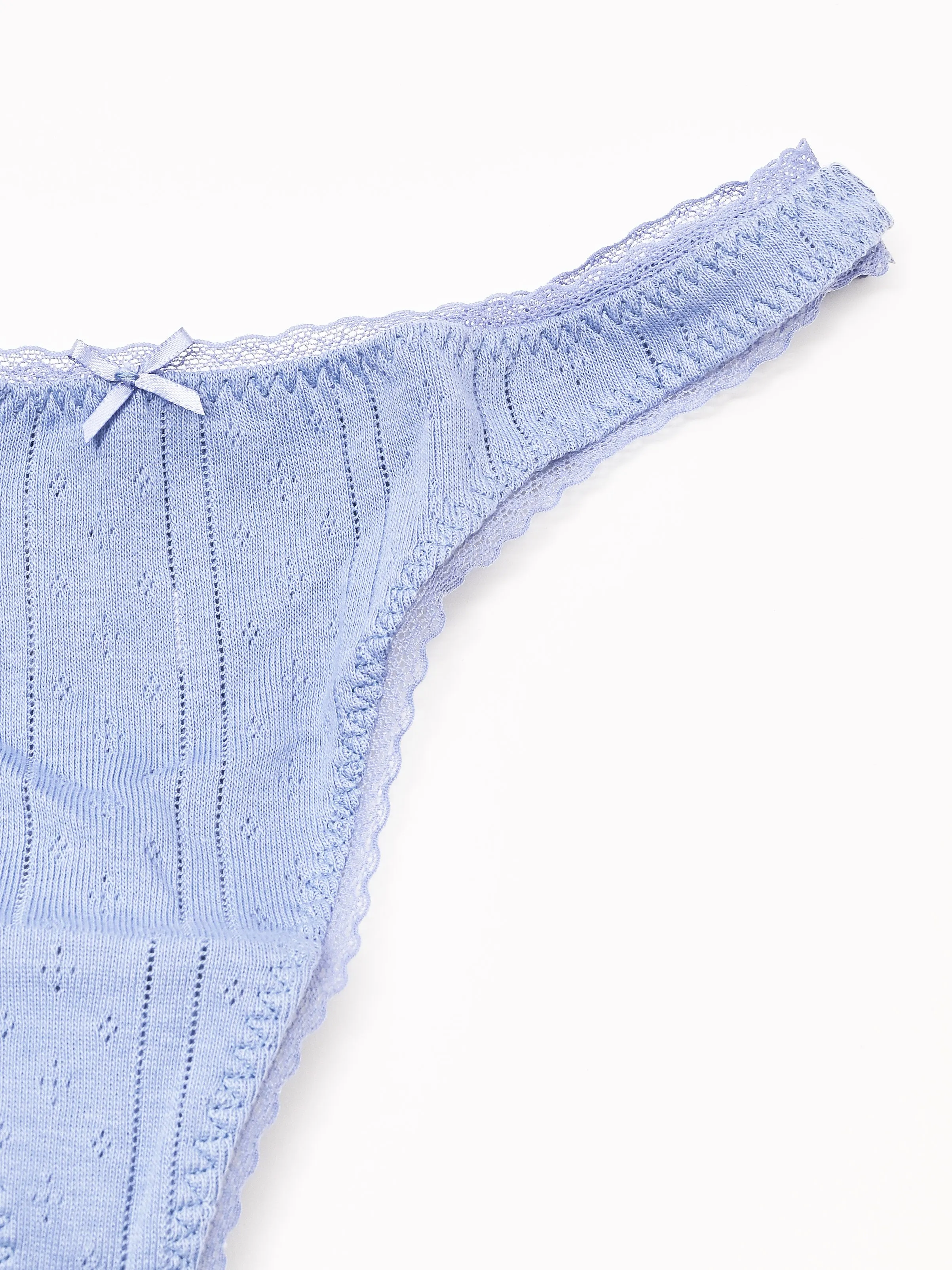 The Thong French Blue Pointelle sold by Frances May Houseline product image thumbnail 3