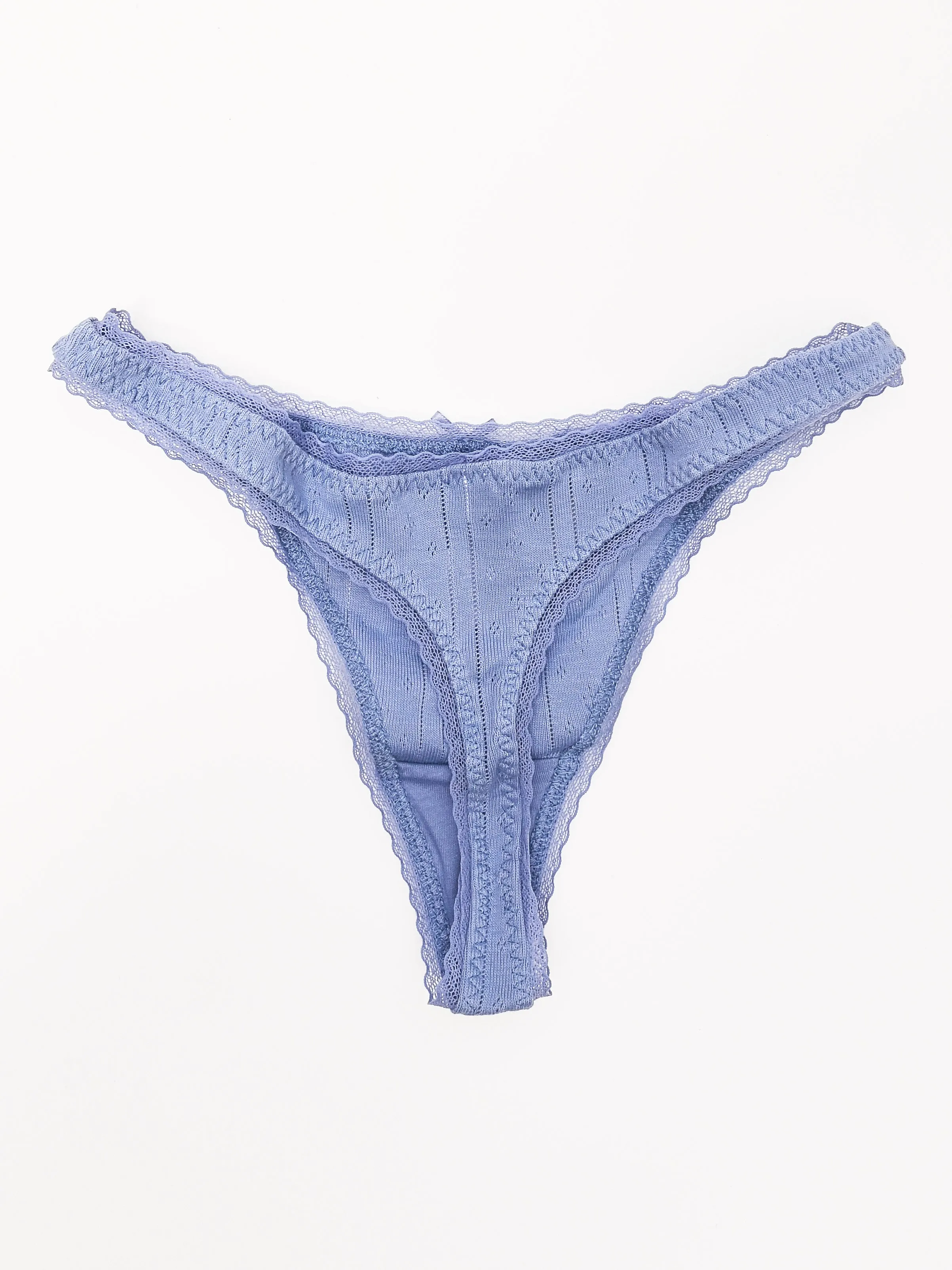 The Thong French Blue Pointelle sold by Frances May Houseline