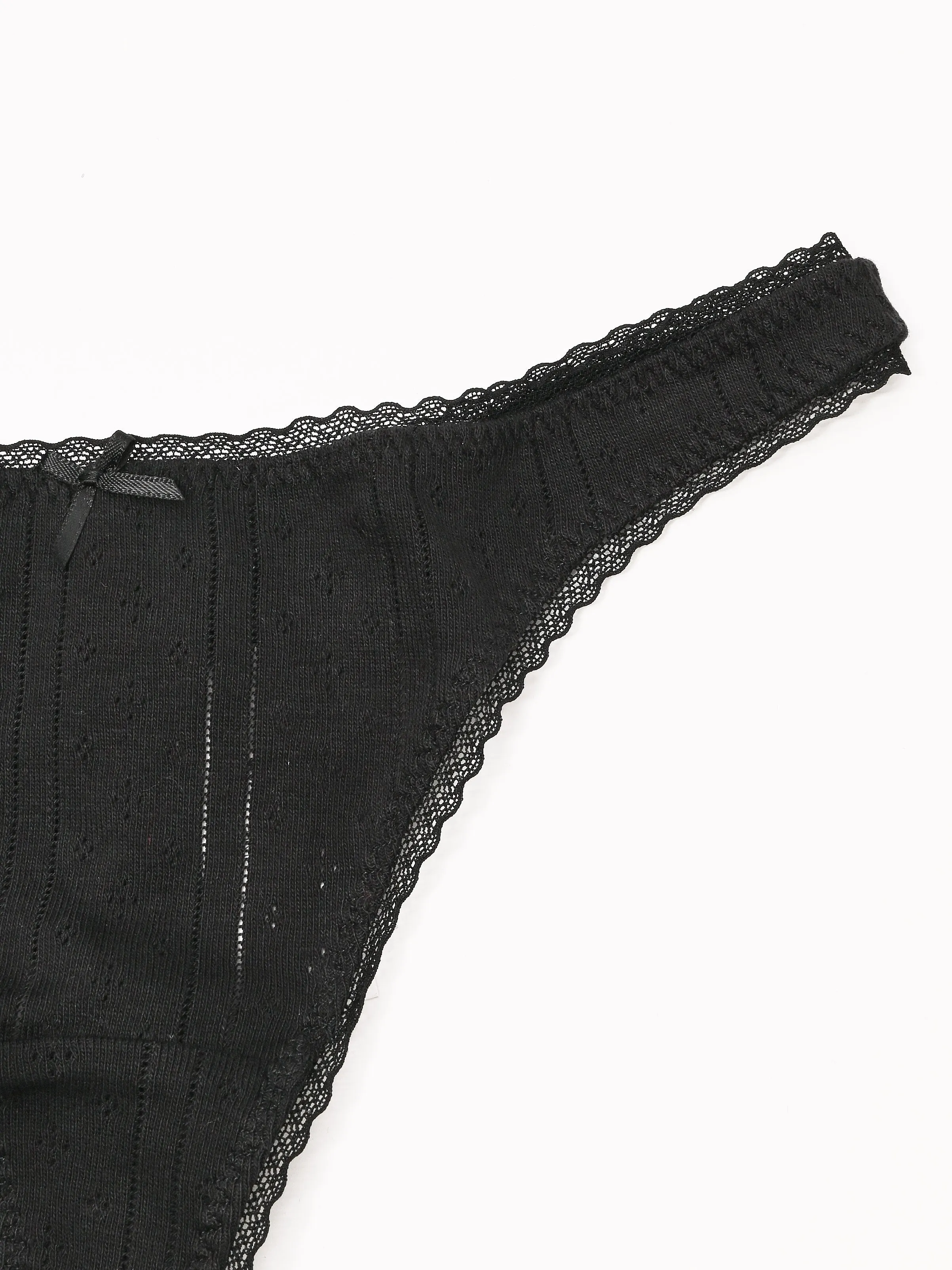 The Thong Black Pointelle sold by Frances May Houseline product image thumbnail 3