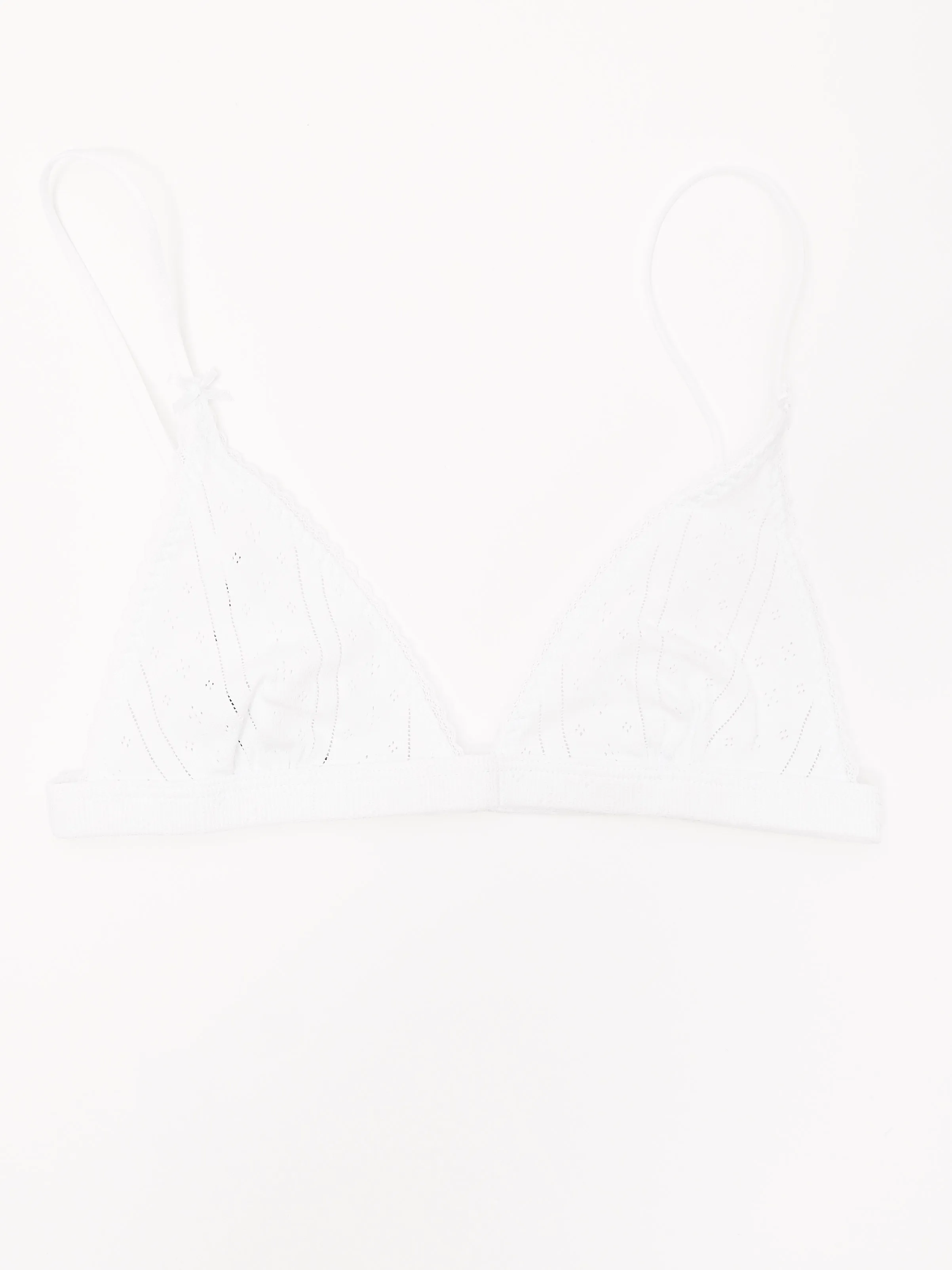 The Triangle Bralette White Pointelle sold by Frances May Houseline product image thumbnail 2