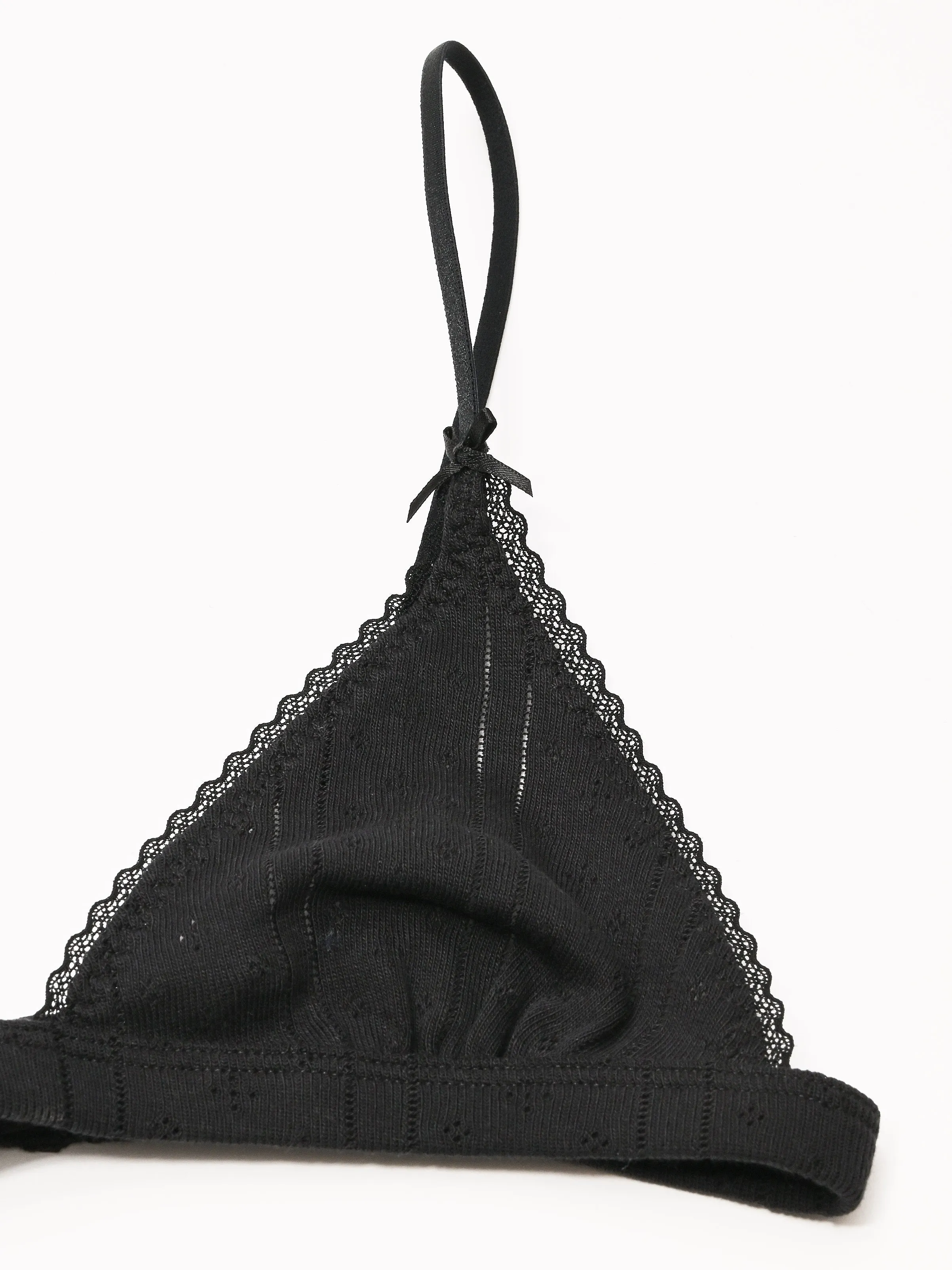 The Triangle Bralette Black Pointelle sold by Frances May Houseline product image thumbnail 3