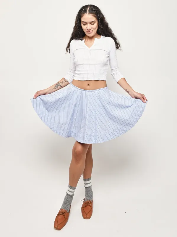 Lavender Lustre Stripe Cotton Mini Circle Skirt sold by Frances May Houseline