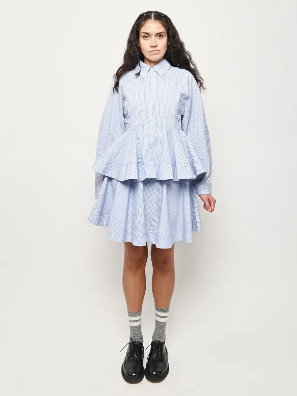 Lavender Lustre Stripe Cotton Peplum Shirt made by Ganni